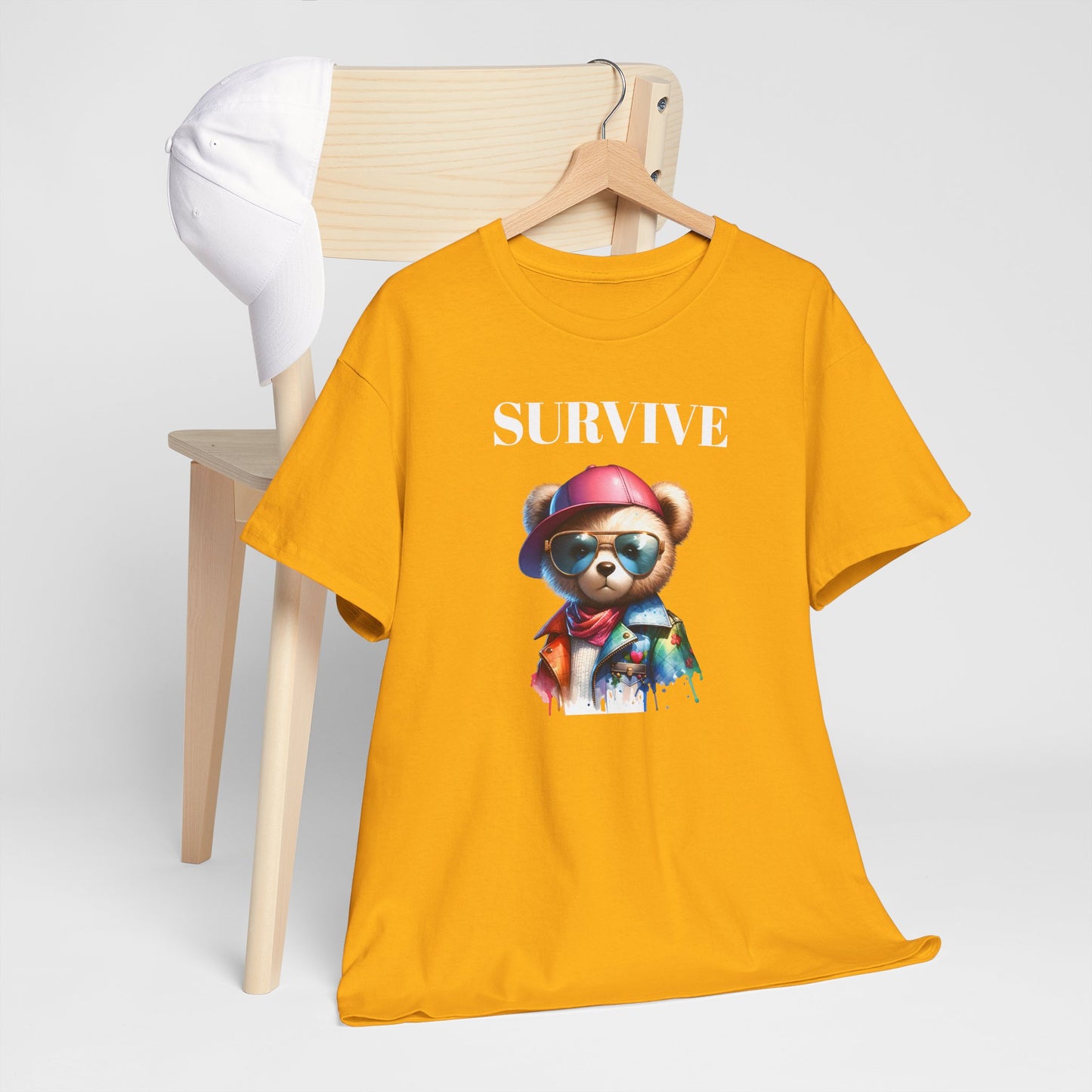 Princess Grace Survive Bear Unisex Heavy Cotton Tee Cool Graphic T-Shirt for Casual Style