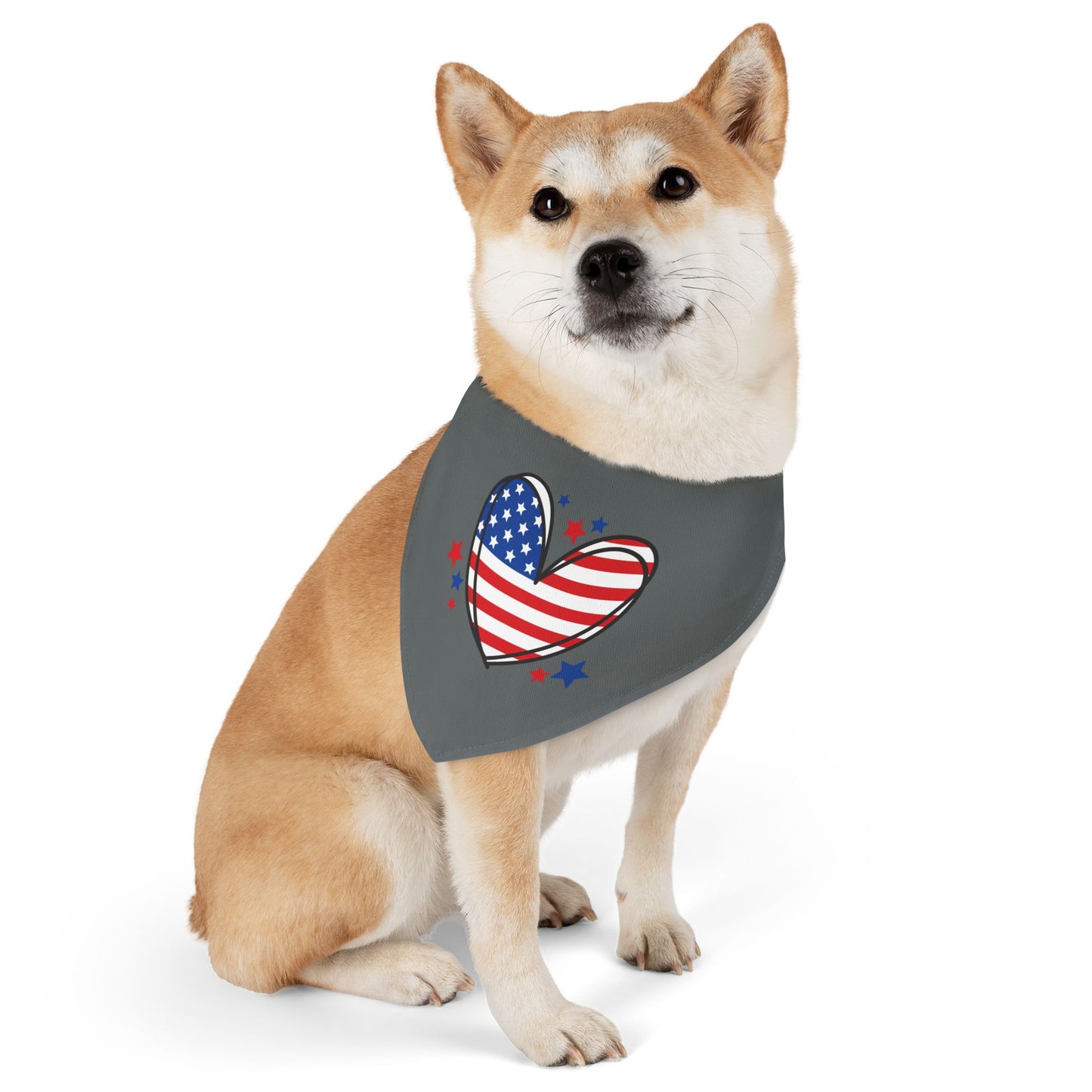 Princess Grace Patriotic Pet Bandana Collar Heart Design for Dogs