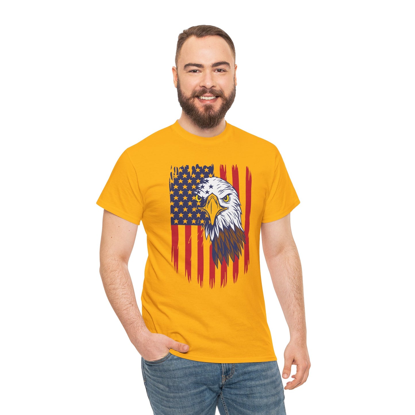 Princess Grace Eagle & American Flag Unisex Heavy Cotton Tee Patriotic Apparel for All Occasions