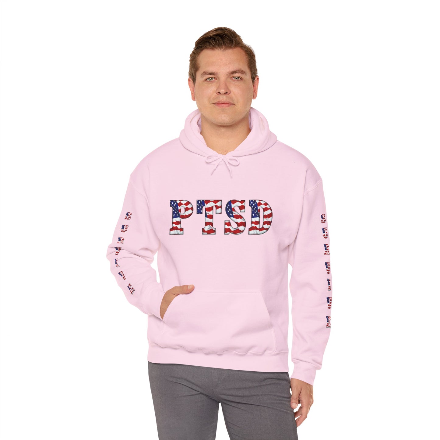 Princess Grace PTSD Awareness Unisex Heavy Blend Hoodie Support Survivors with American Flag Design