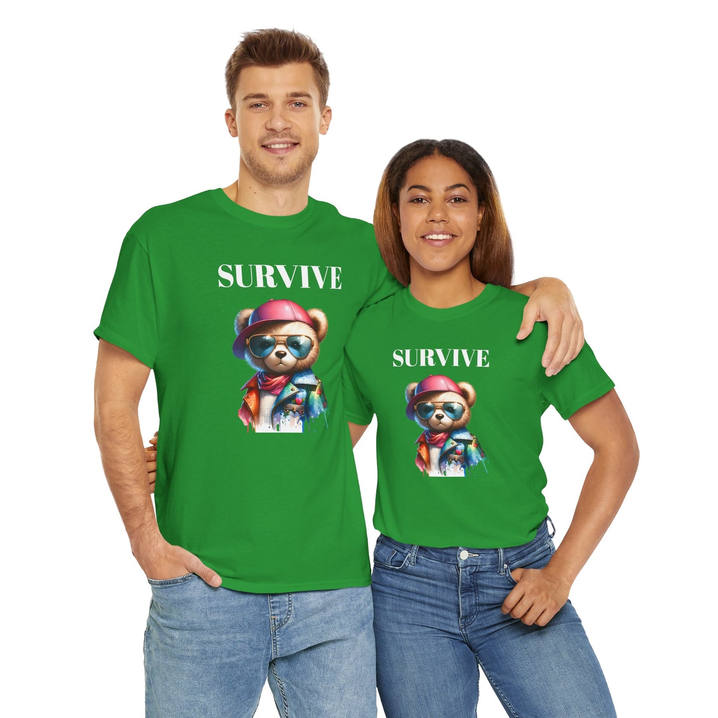 Princess Grace Survive Bear Unisex Heavy Cotton Tee Cool Graphic T-Shirt for Casual Style