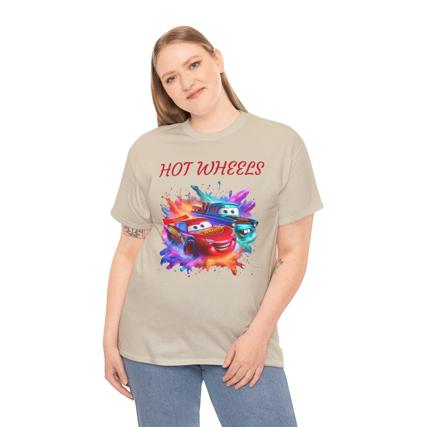 Princess Grace Hot Wheels Cotton Tee Fun and Colorful Graphic T-Shirt for Car Lovers