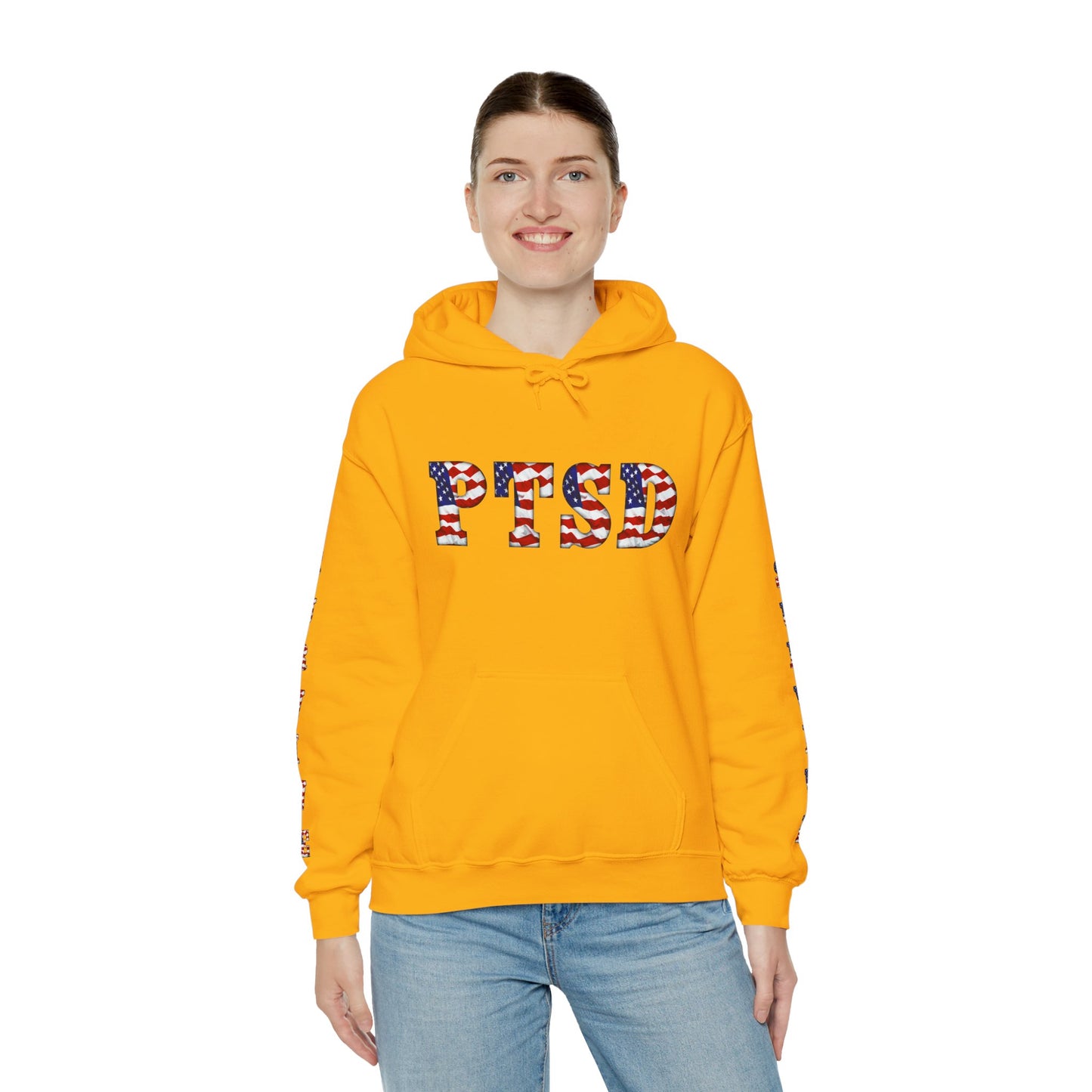 Princess Grace PTSD Awareness Unisex Heavy Blend Hoodie Support Survivors with American Flag Design