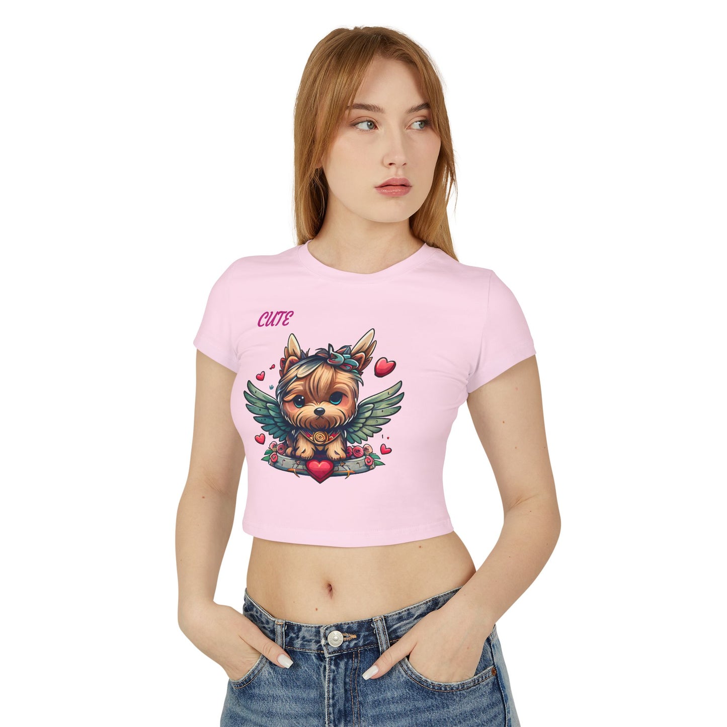 Princess Grace Cute Dog Graphic Women's Baby Tee Perfect for Pet Lovers
