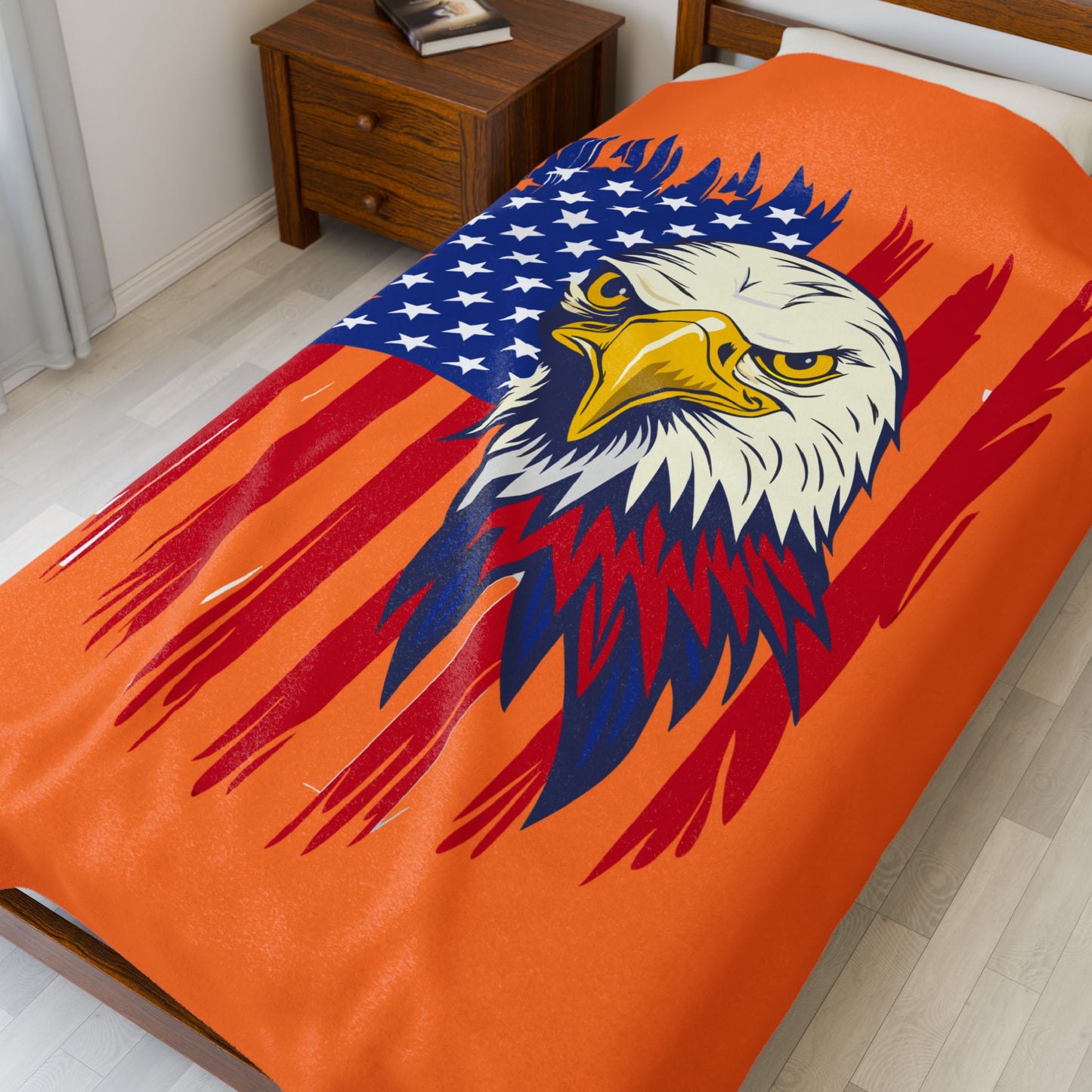 Princess Grace  Patriotic Eagle Velveteen Plush Blanket  Cozy USA Flag Throw for Comfort & Celebration