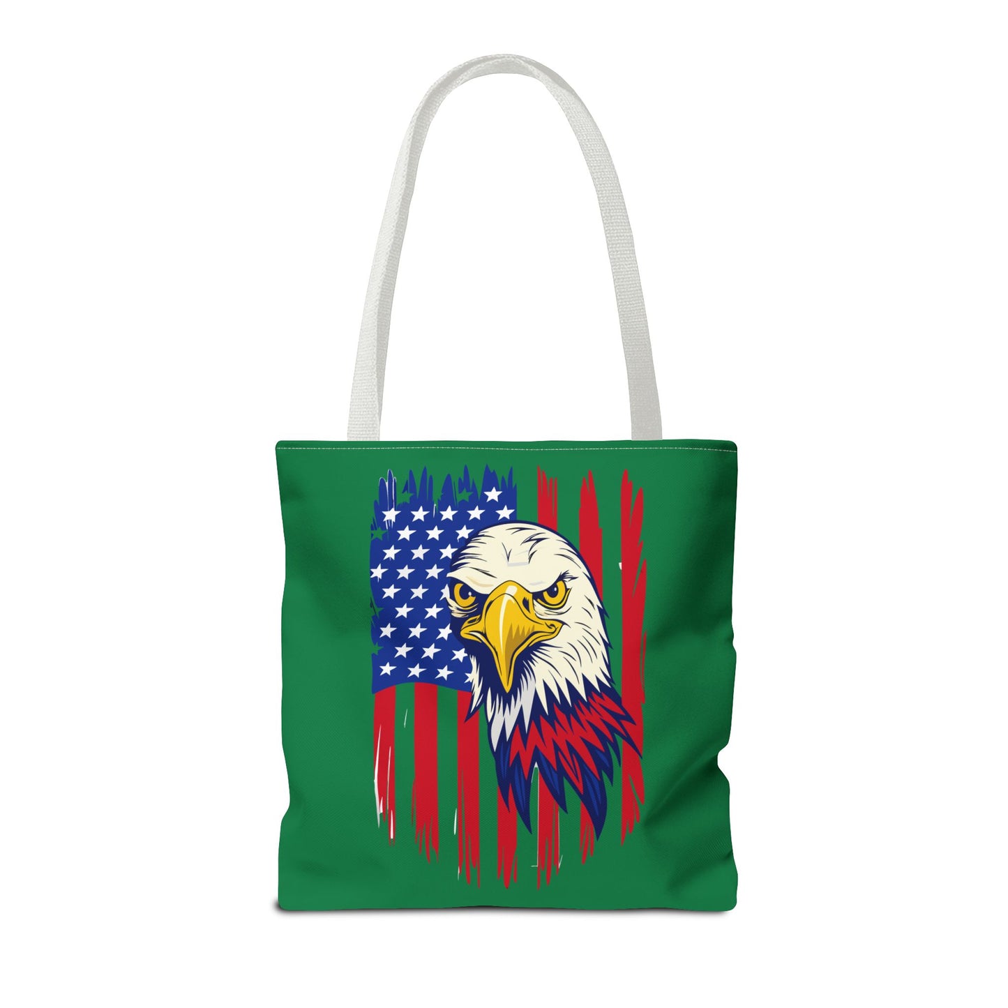 Princess Grace Eagle American Flag Tote Bag Patriotic Green Carryall for Celebrations