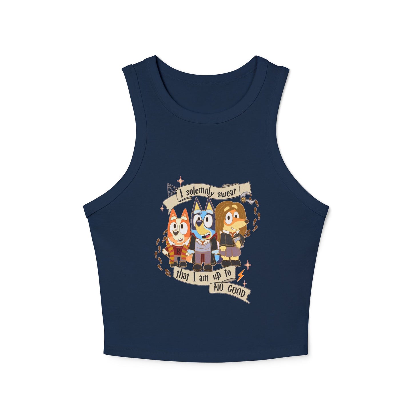 Princess Grace Funny Bluey Racer Tank Top for Women Up To No Good Vibe