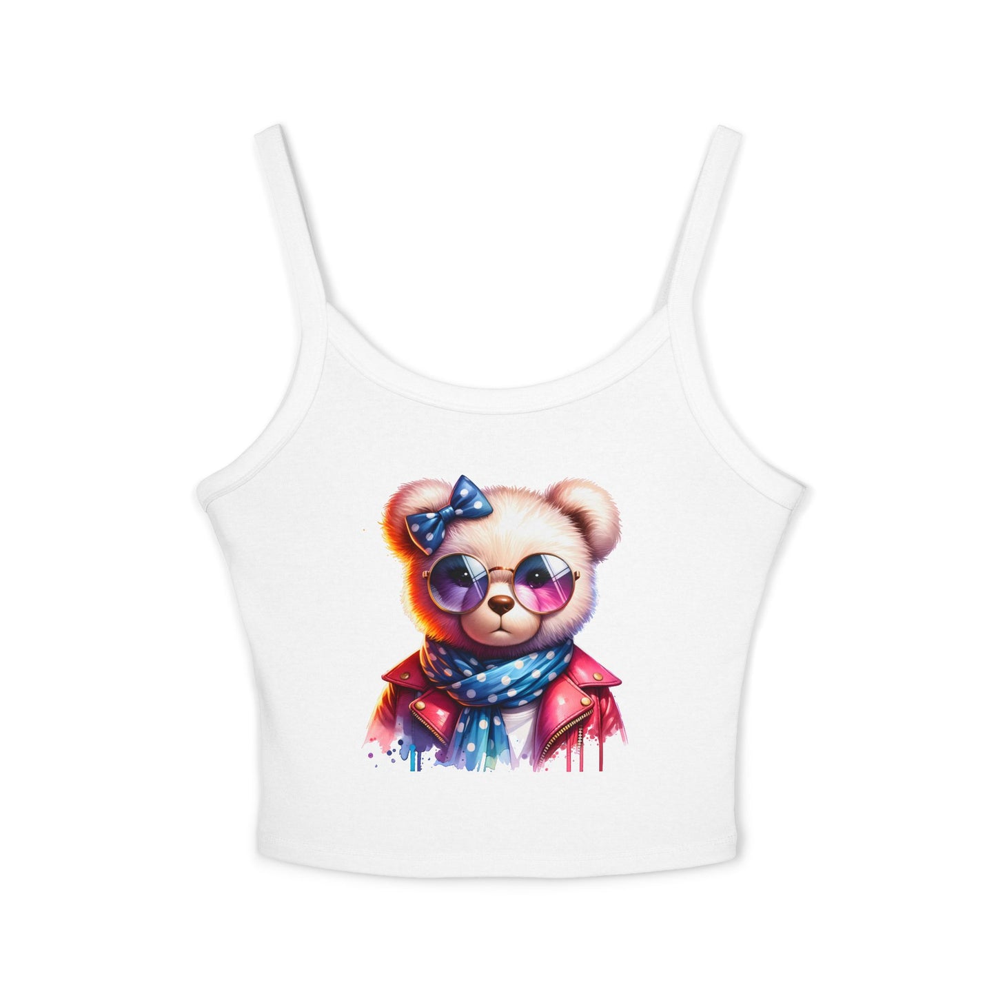 Princess Grace Cute Bear Graphic Spaghetti Strap Tank Top for Women