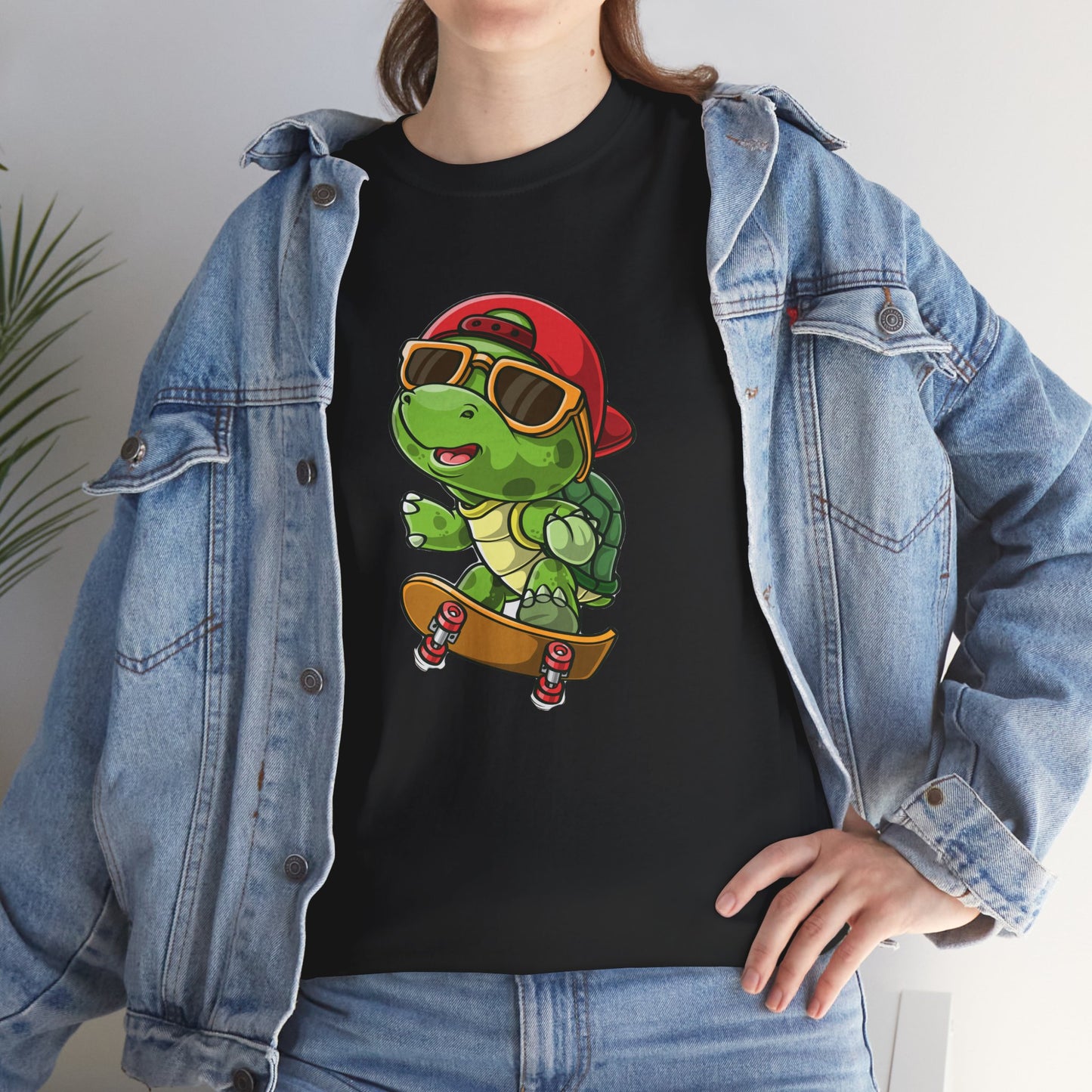 Princess Grace Cool Skateboarding Turtle Unisex Heavy Cotton Tee