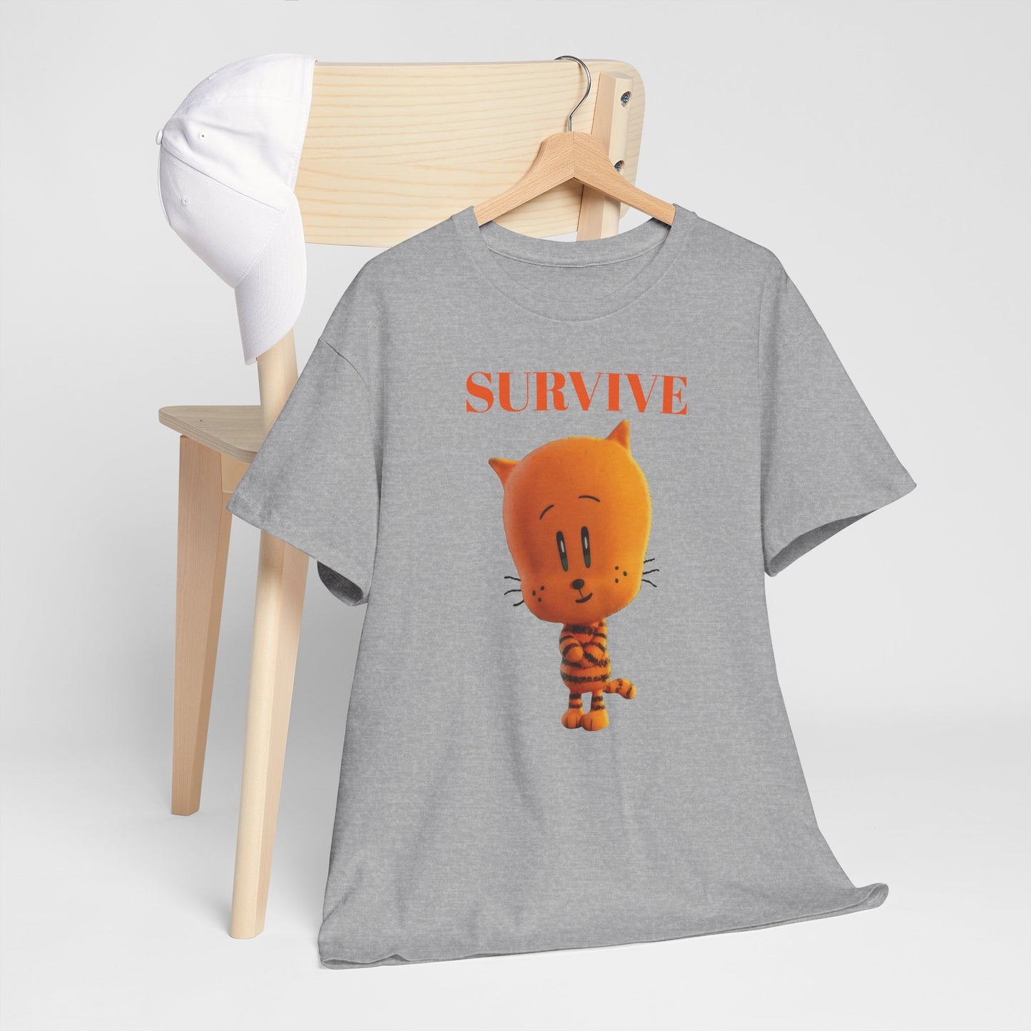 Princess Grace Survive Themed Unisex Heavy Cotton Tee Cute Cartoon Cat Design
