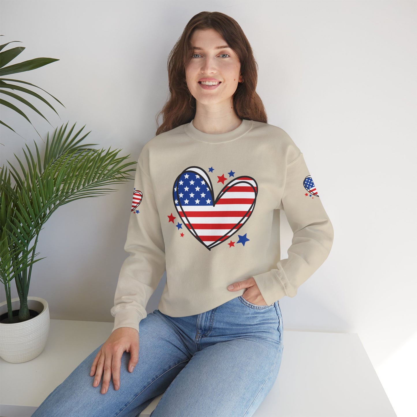 Princess Grace Patriotic Heart Crewneck Sweatshirt