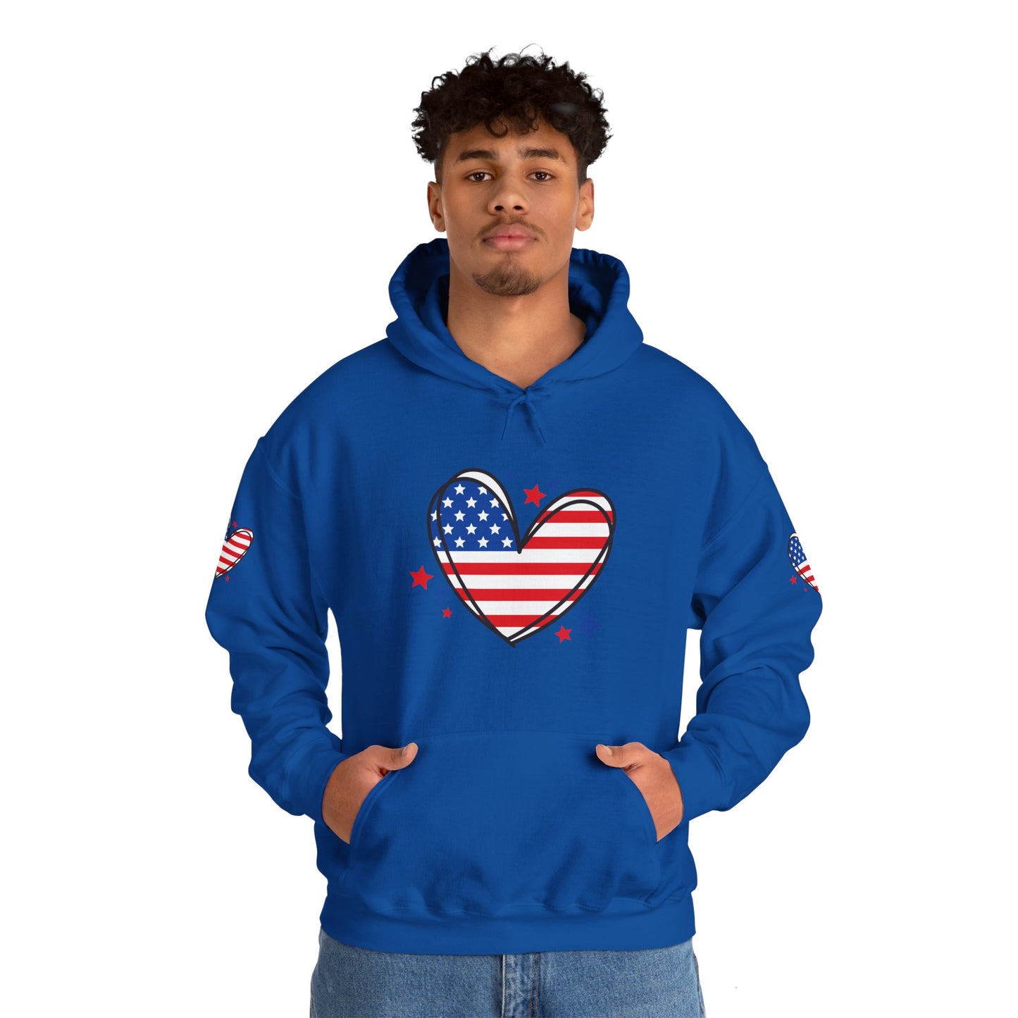 Princess Grace Patriotic Heart Hoodie Unisex Heavy Blend Hooded Sweatshirt for Independence Day & Year Round Love