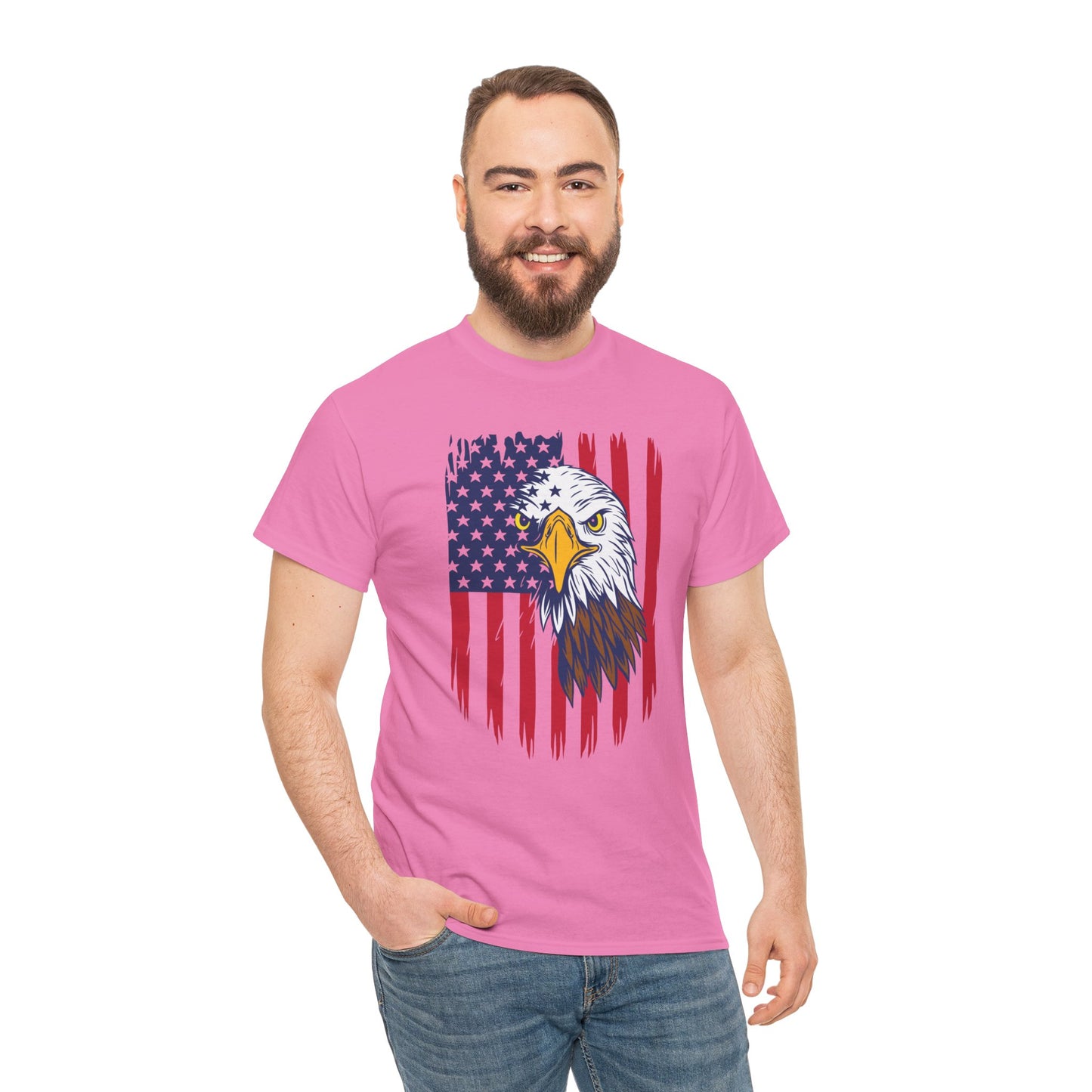 Princess Grace Eagle & American Flag Unisex Heavy Cotton Tee Patriotic Apparel for All Occasions