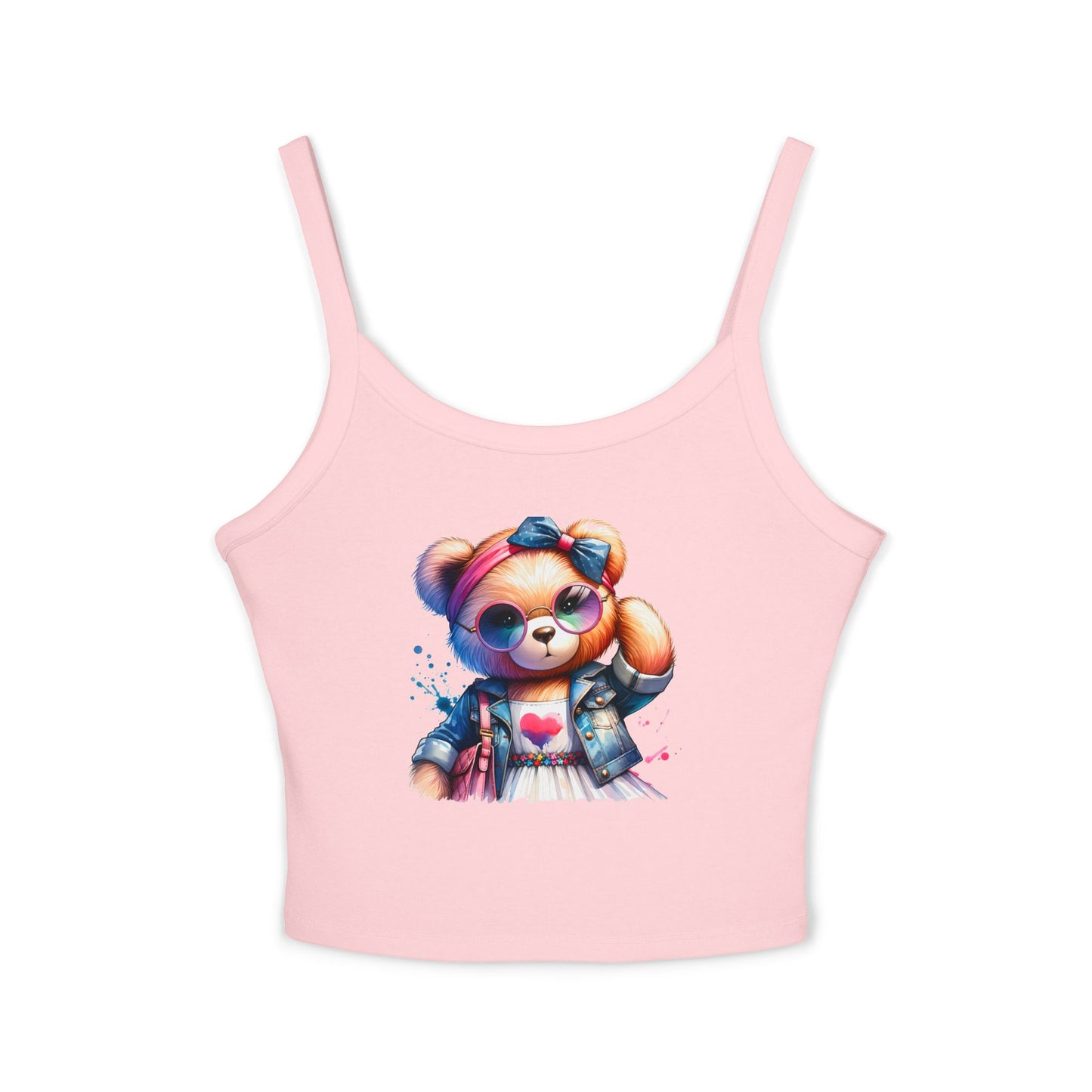 Princess Grace Cute Graphic Spaghetti Strap Tank Top with Trendy Bear Design