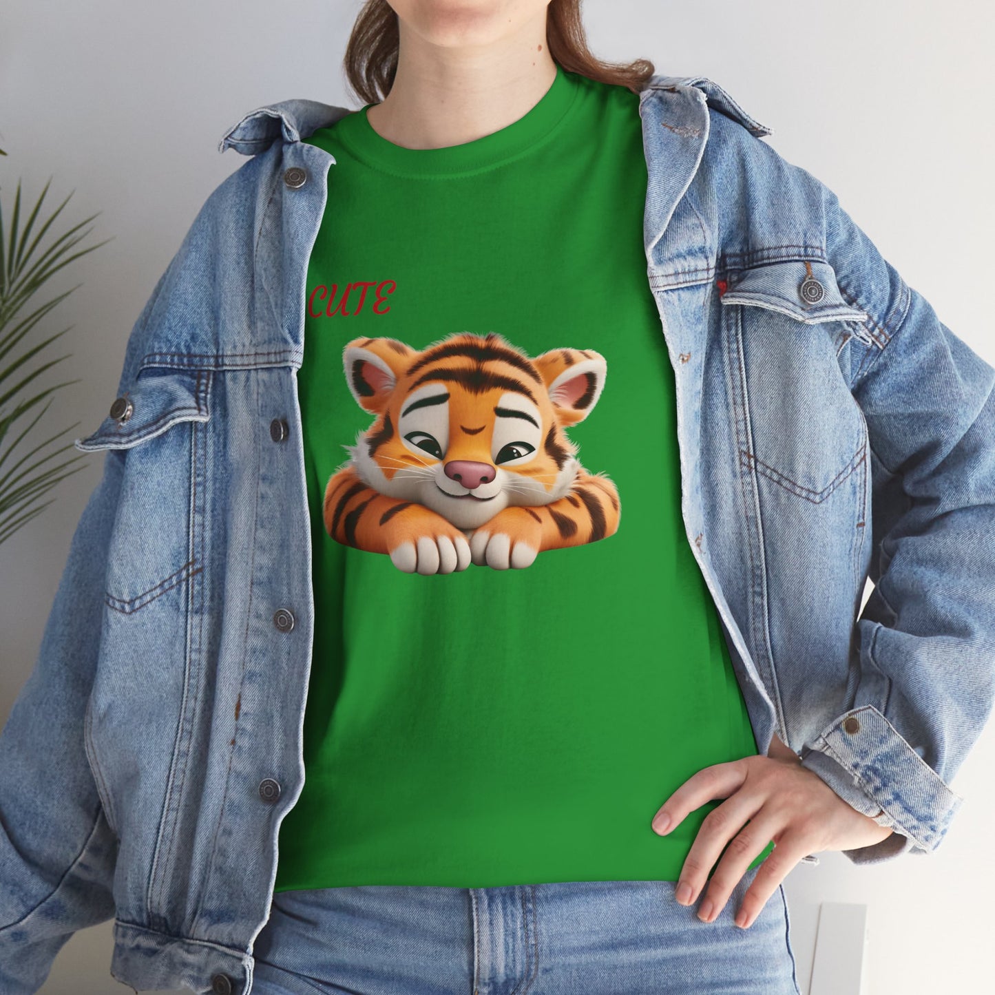 Princess Grace Cute Tiger Graphic Unisex Heavy Cotton Tee Perfect for Animal Lovers and Everyday Comfort