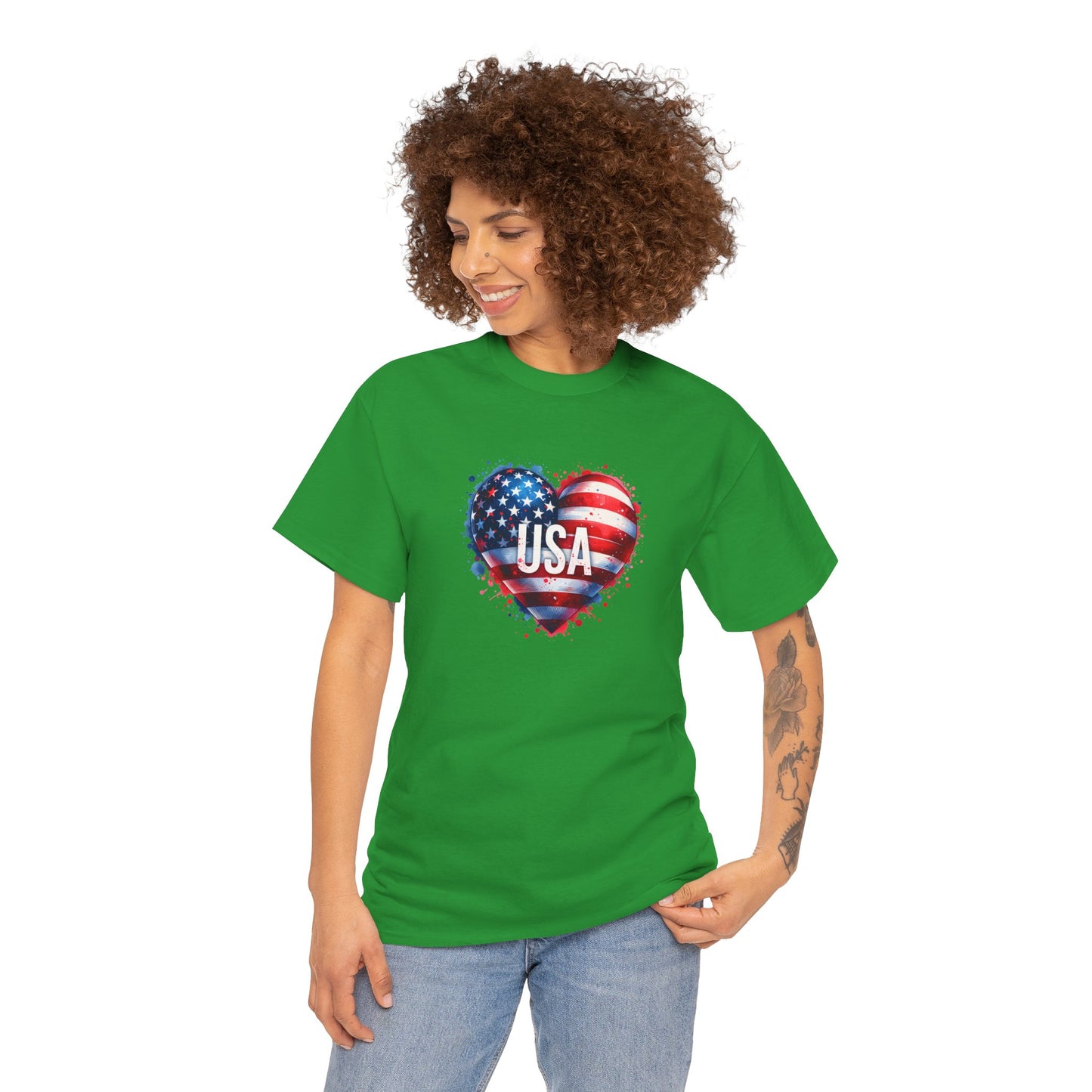 Princess Grace Patriotic Heart Unisex Cotton Tee USA Freedom Shirt