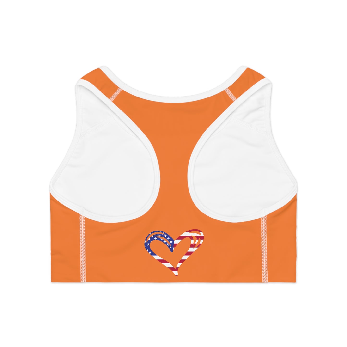 Princess Grace Patriotic Heart Sports Bra Comfortable Activewear for Fitness & Holidays