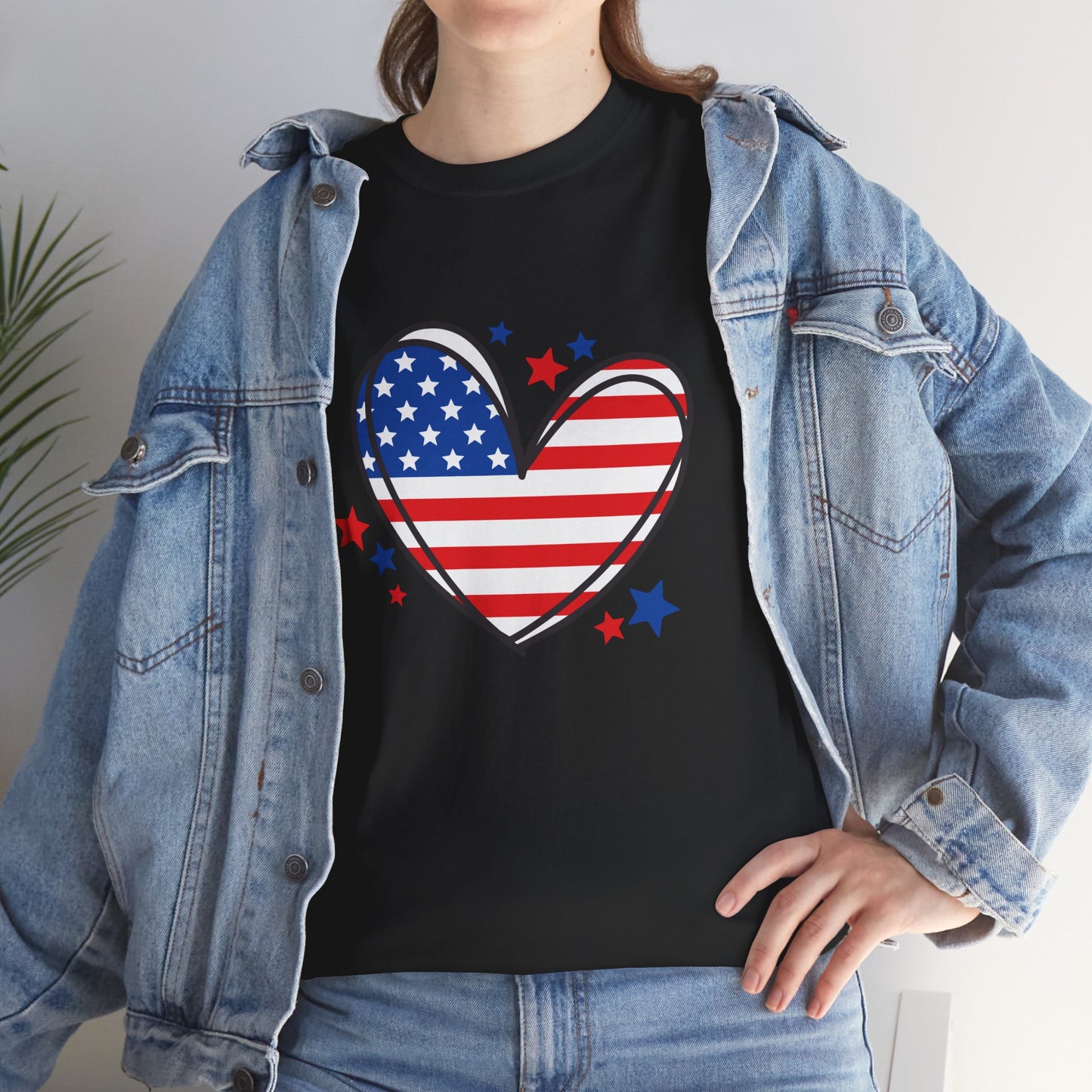Princess Grace Patriotic Heart Unisex Heavy Cotton Tee USA Love T-Shirt