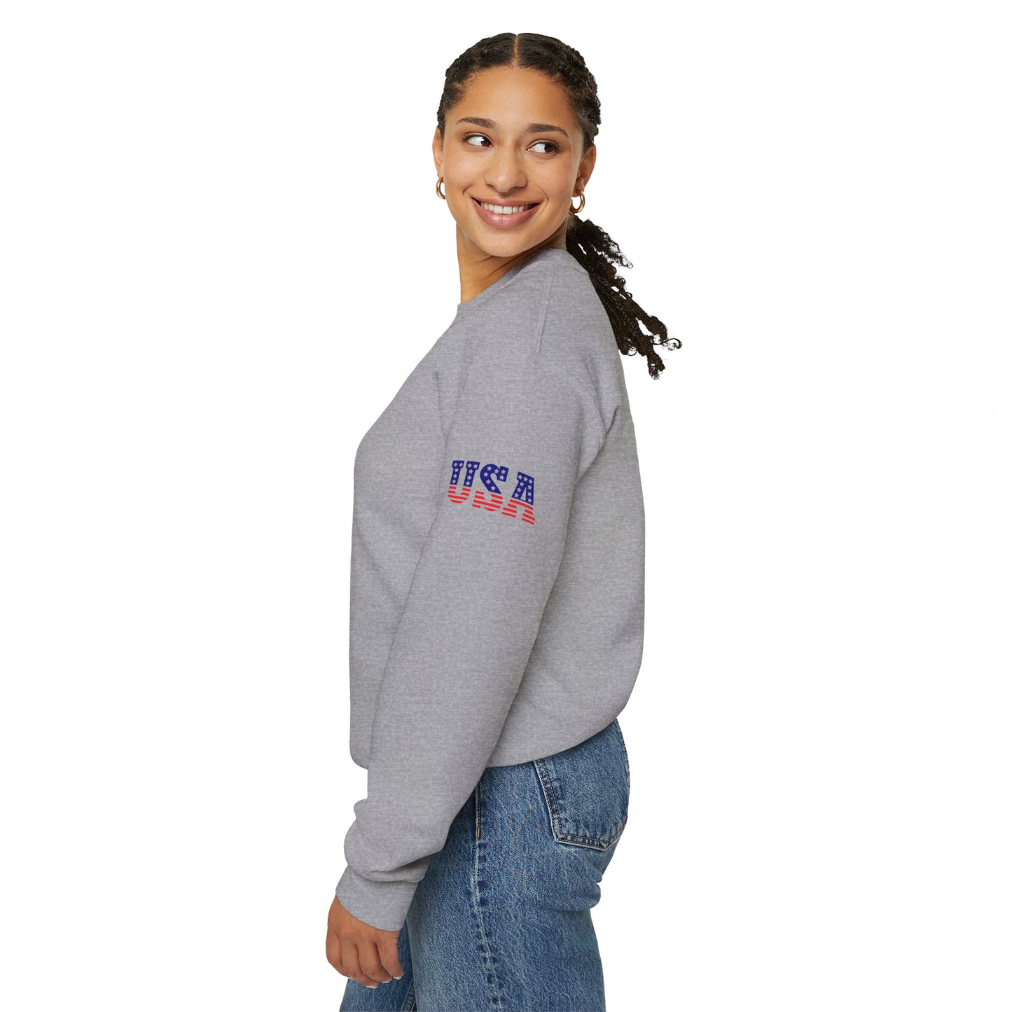 Princess Grace Patriotic USA Unisex Crewneck Sweatshirt Perfect for Independence Day Casual Wear