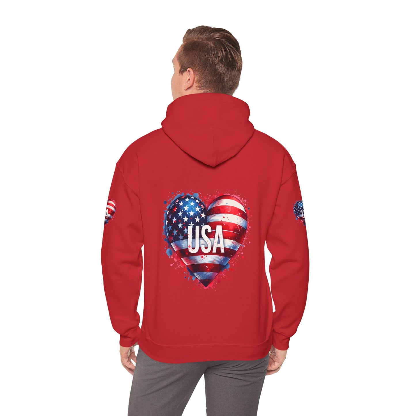 Princess Grace Patriotic Heart Hoodie for USA Lovers Unisex Heavy Blend