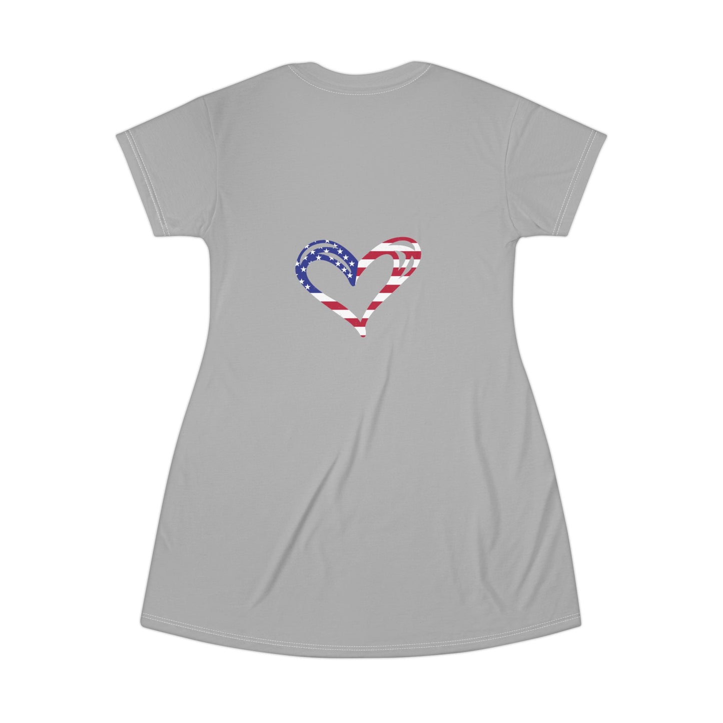 Princess Grace Patriotic Heart T-Shirt Dress Casual Summer Fashion for Independence Day