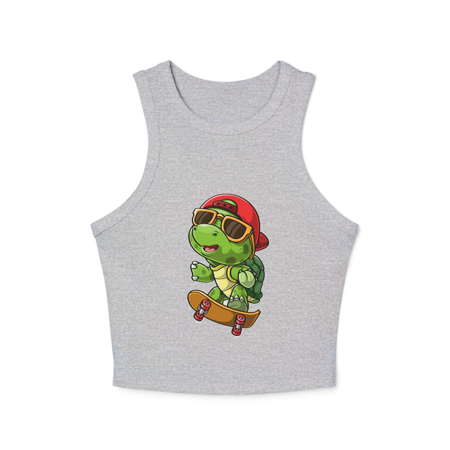Princess Grace Cool Skateboarding Turtle Women's Racer Tank Top Cute Design for Summer Vibes