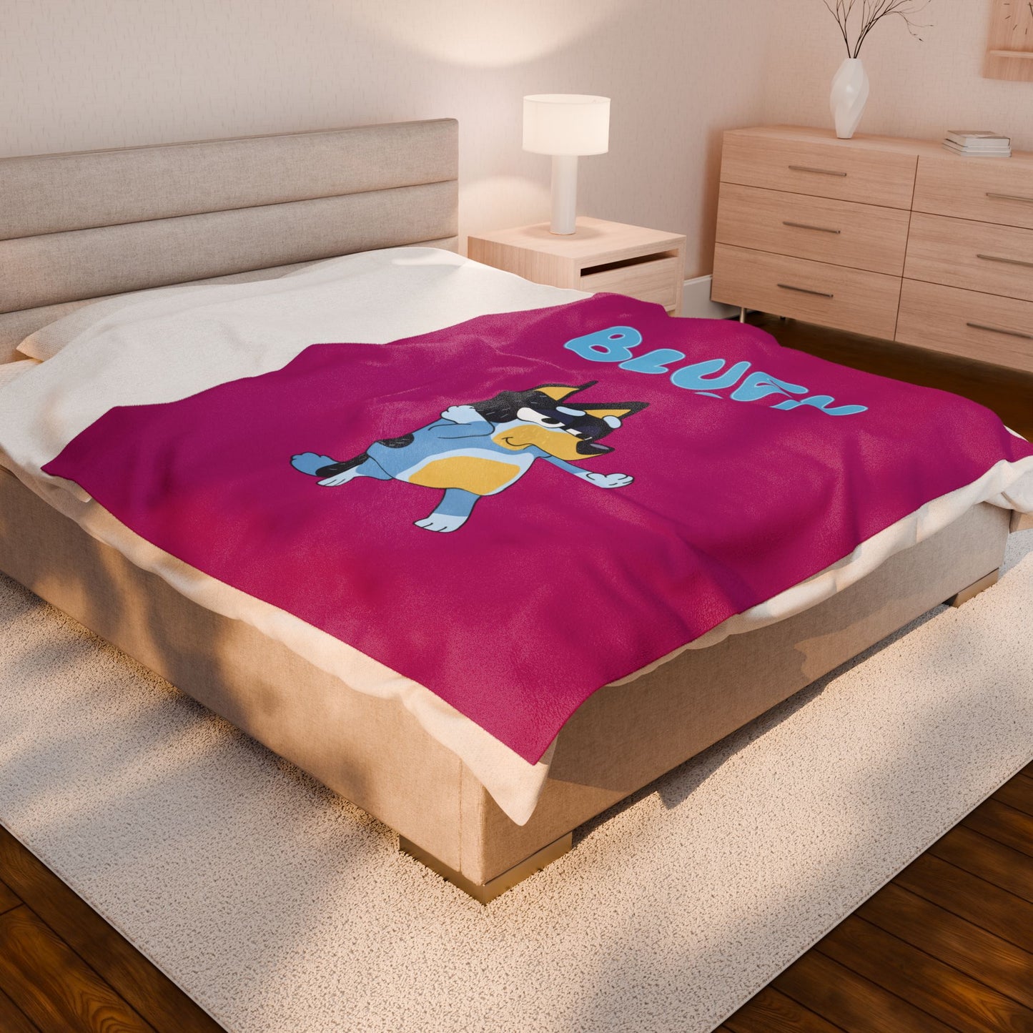 Princess Grace Bluey Velveteen Plush Blanket Cozy Kids Throw for Playtime & Snuggles