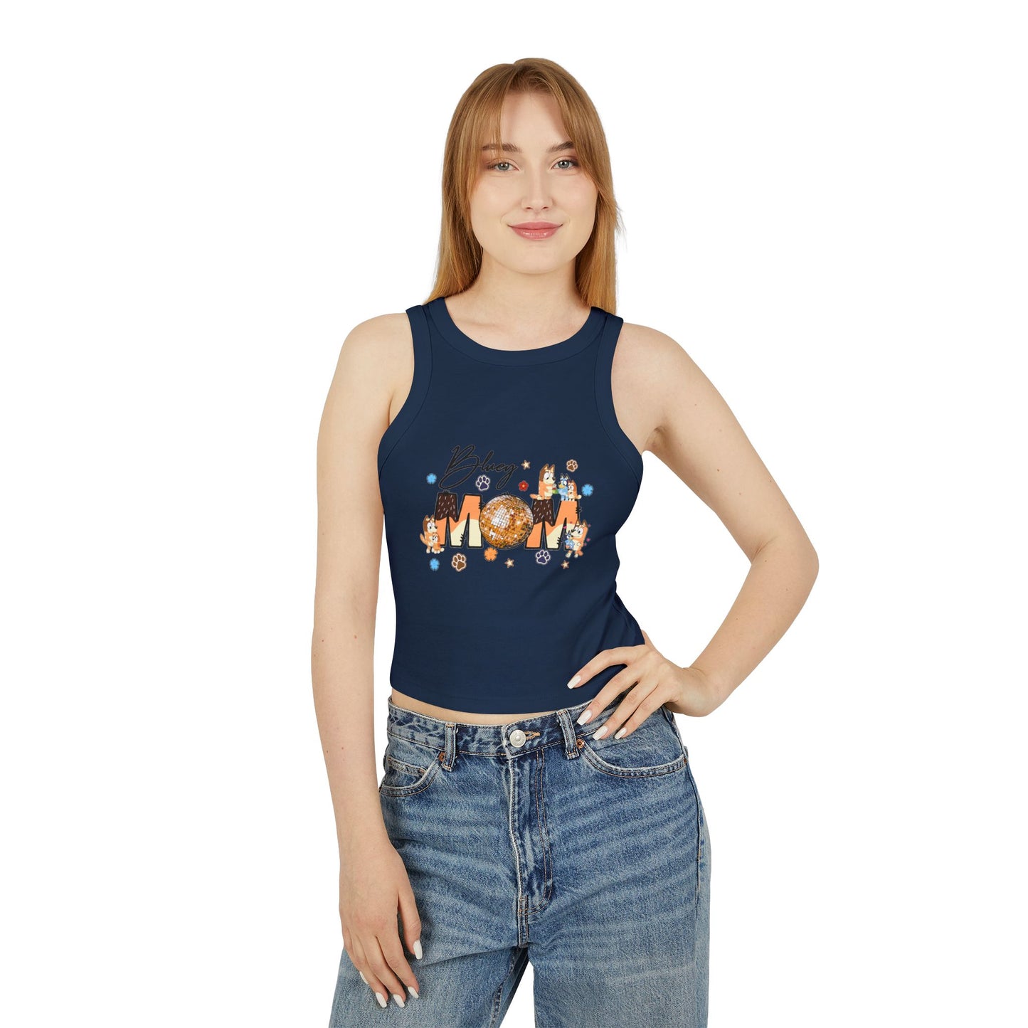 Princess Grace Bluey Mom Micro Rib Racer Tank Top Cute & Comfy Summer Wear
