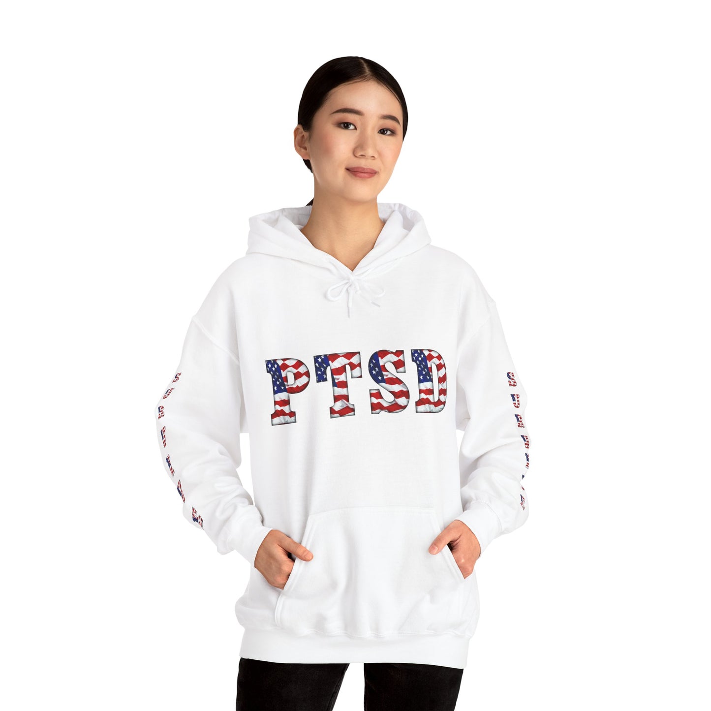 Princess Grace PTSD Awareness Unisex Heavy Blend Hoodie Support Survivors with American Flag Design