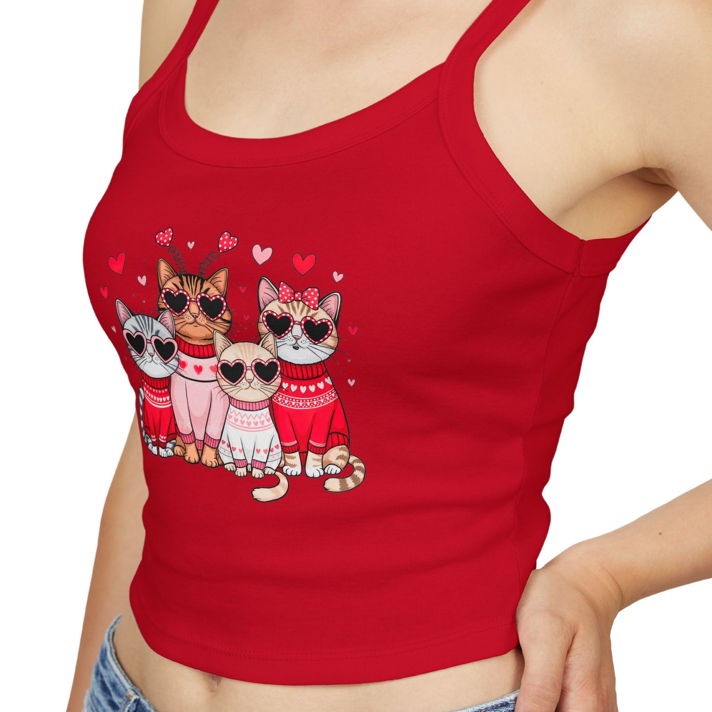 Princess Grace Cute Cats Spaghetti Strap Tank Top Perfect for Cat Lovers
