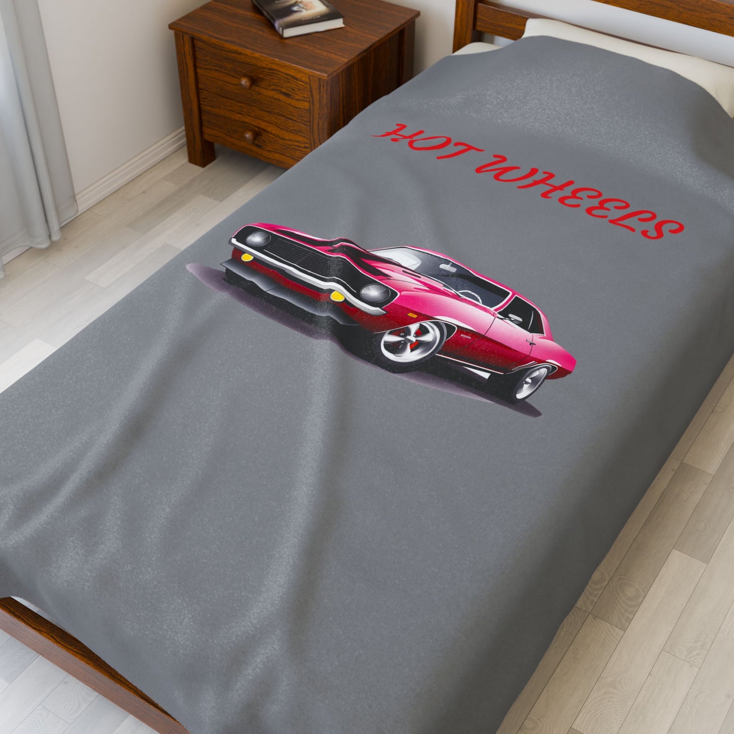 Princess Grace Hot Wheels Velveteen Plush Blanket Cozy Car Lover Gift