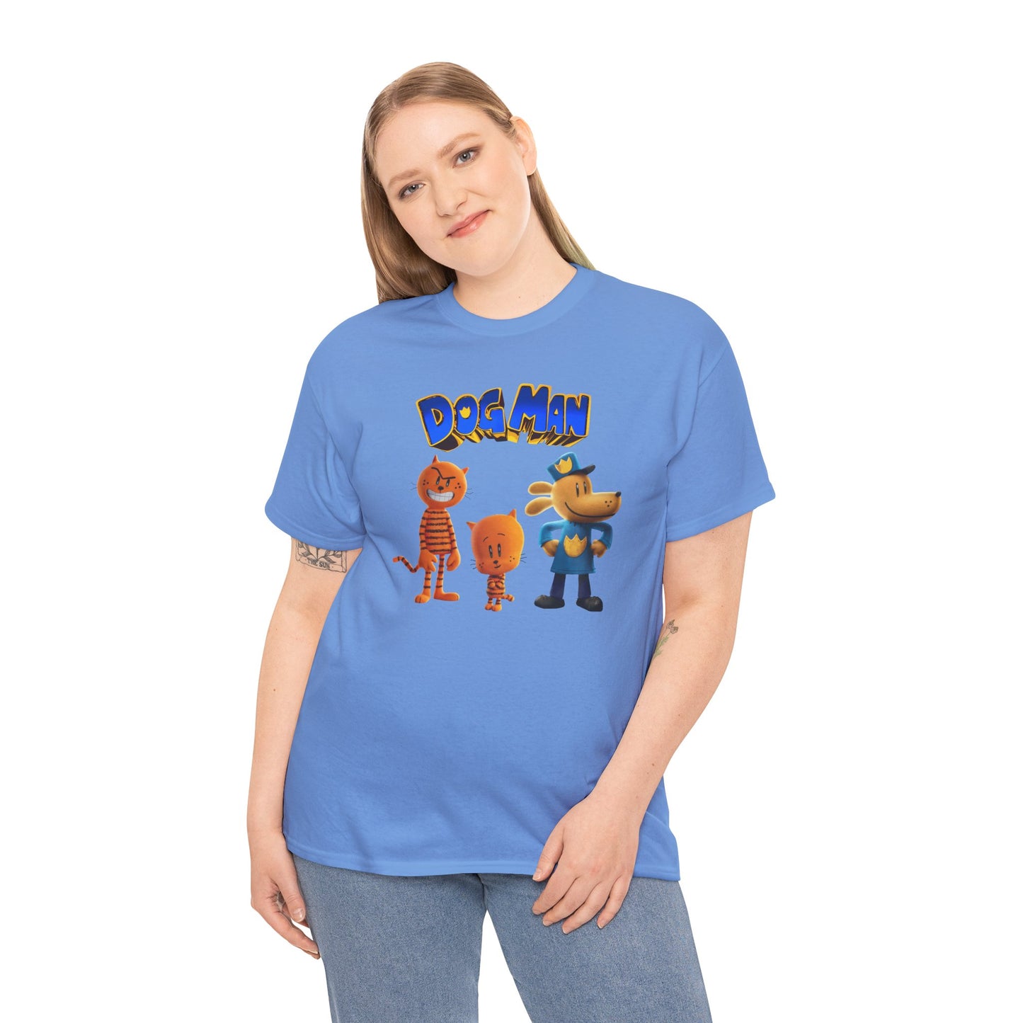 Princess Grace Dog Man Cartoon Unisex Heavy Cotton Tee Fun Graphic Tee for Kids and Fans