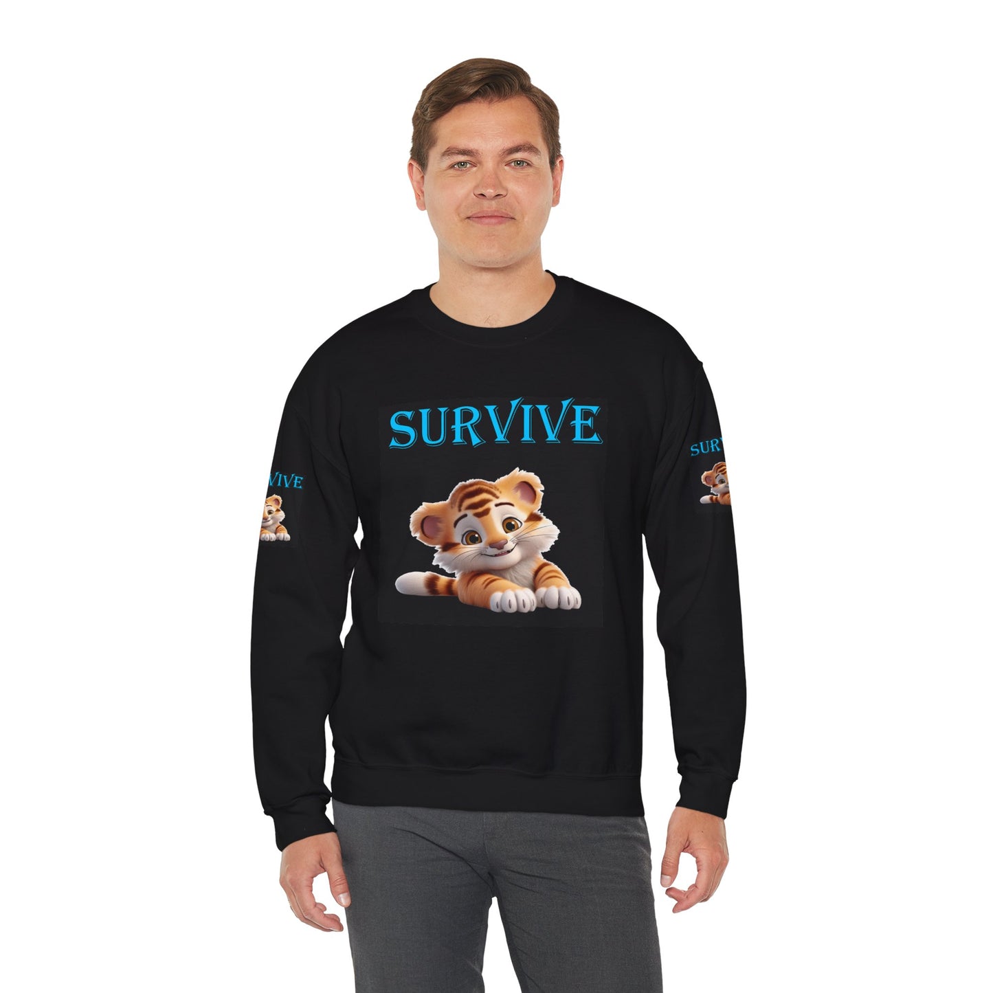Princess Grace Survive Tiger Unisex Crewneck Sweatshirt Cute Animal Design for Comfort & Style