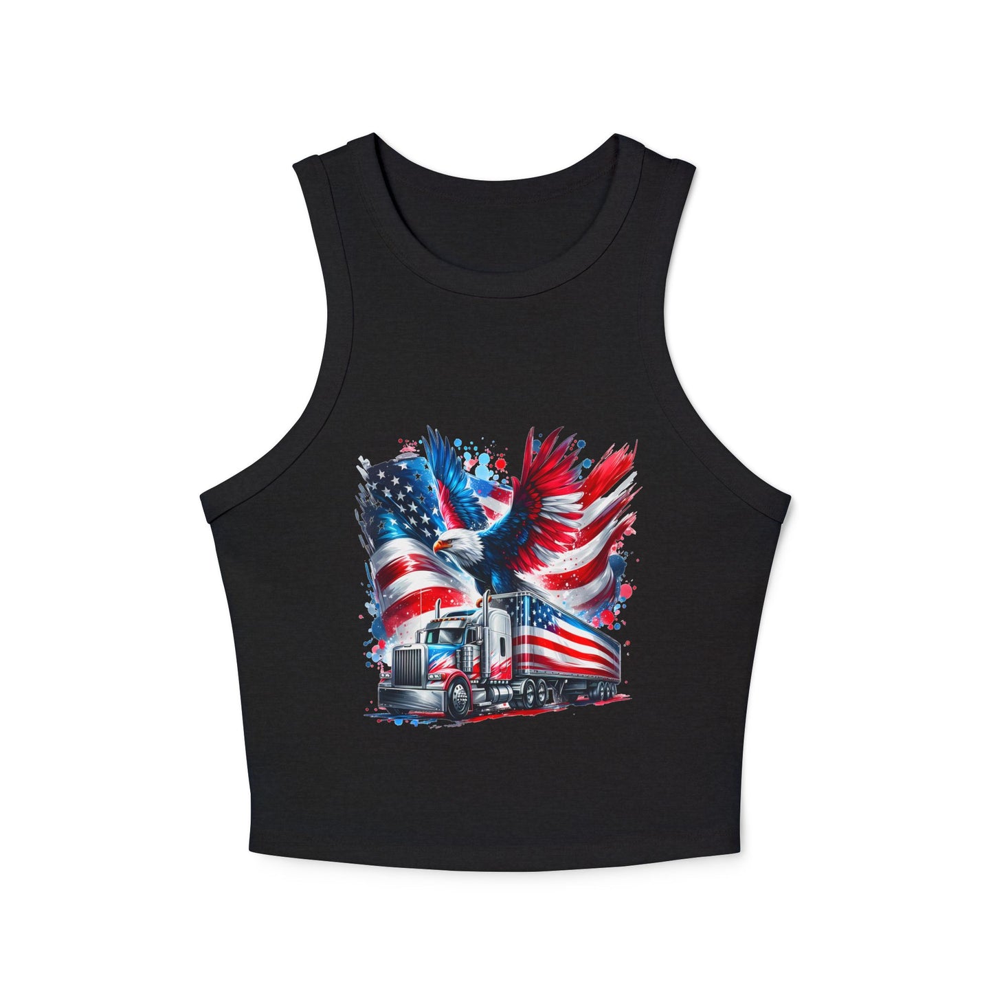 Princess Grace Patriotic Women's Racer Tank Top USA Truck & Eagle Design