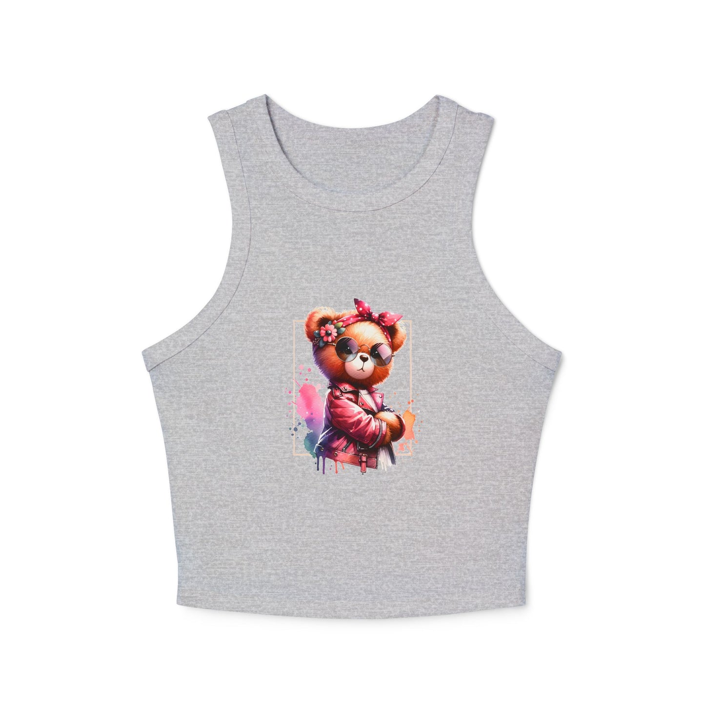 Princess Grace Cute Floral Teddy Bear Racer Tank Top for Women