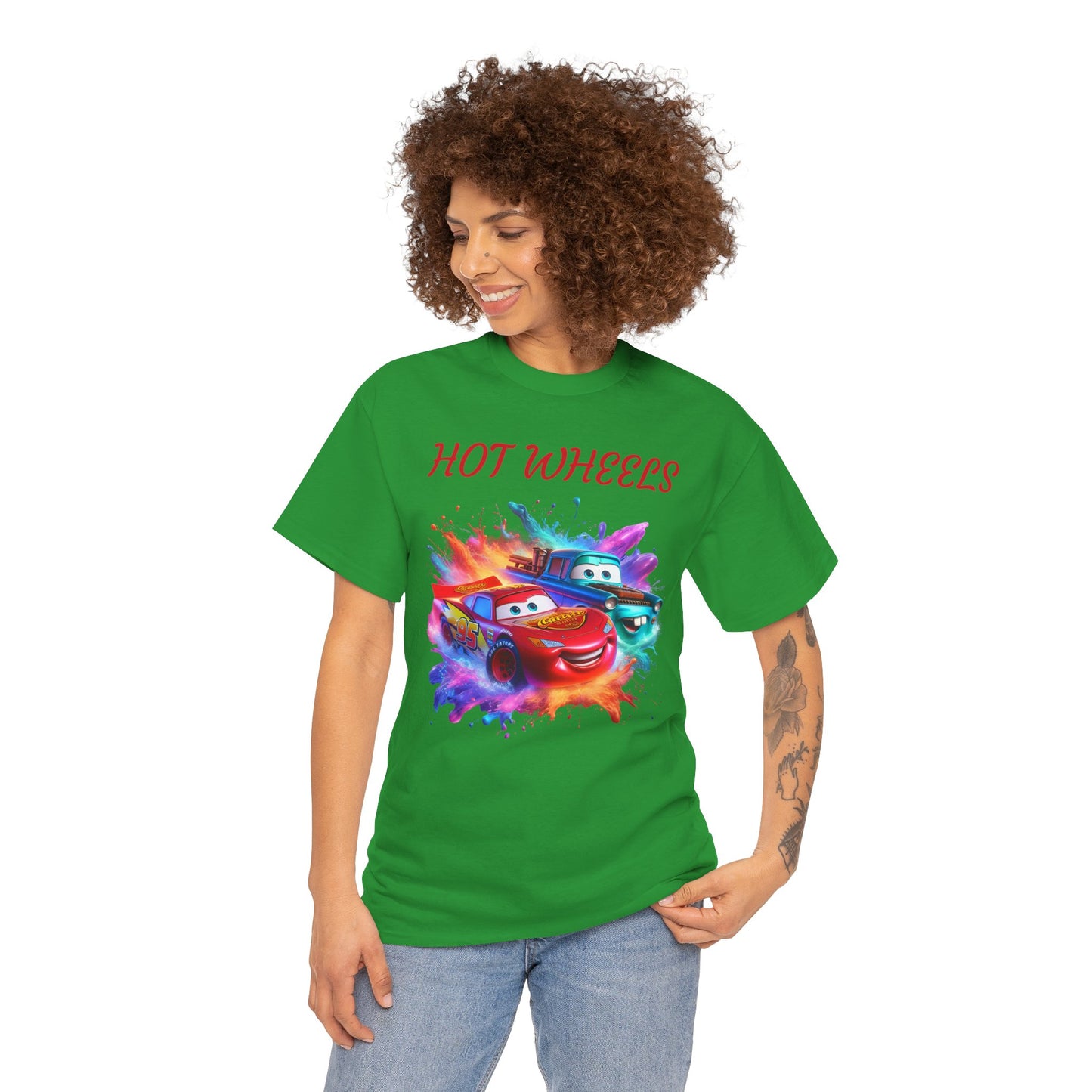 Princess Grace Hot Wheels Cotton Tee Fun and Colorful Graphic T-Shirt for Car Lovers