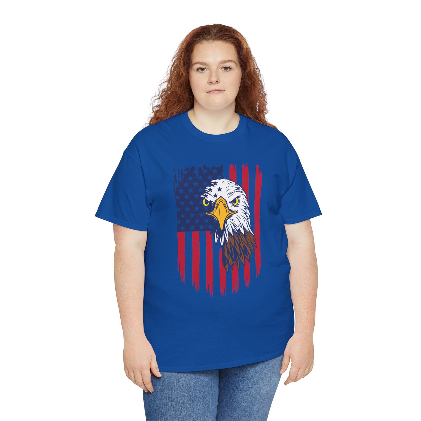 Princess Grace Eagle & American Flag Unisex Heavy Cotton Tee Patriotic Apparel for All Occasions