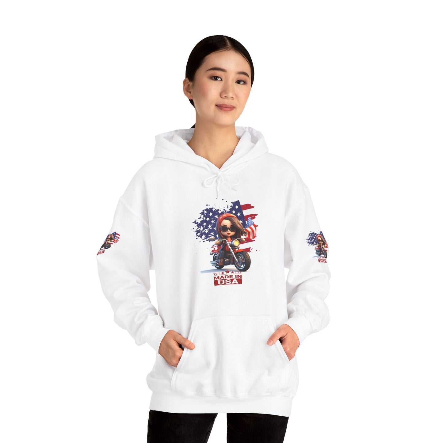 Princess Grace Patriotic Biker Hoodie Made in USA Design
