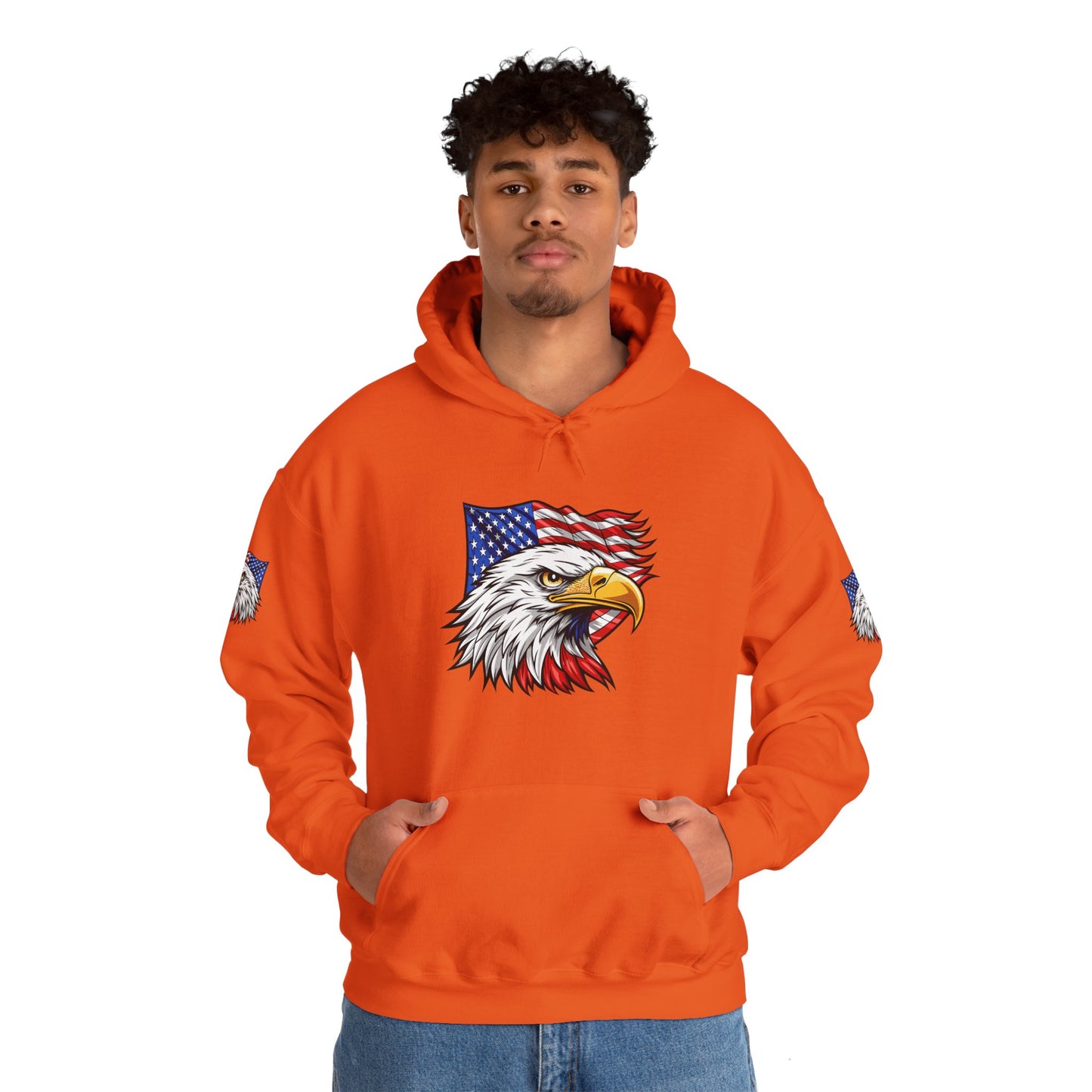 Princess Grace Patriotic Eagle Hoodie Unisex Heavy Blend Sweatshirt with American Flag Design