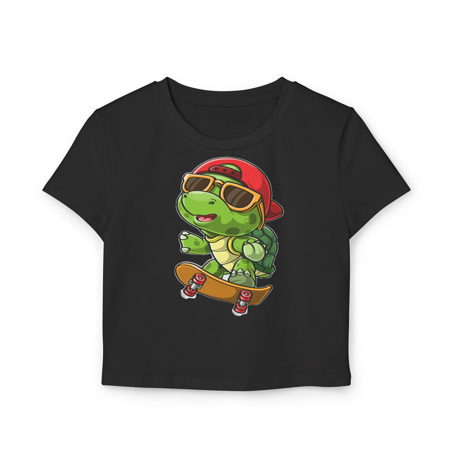 Princess Grace Cute Skateboarding Turtle Women's Baby Tee
