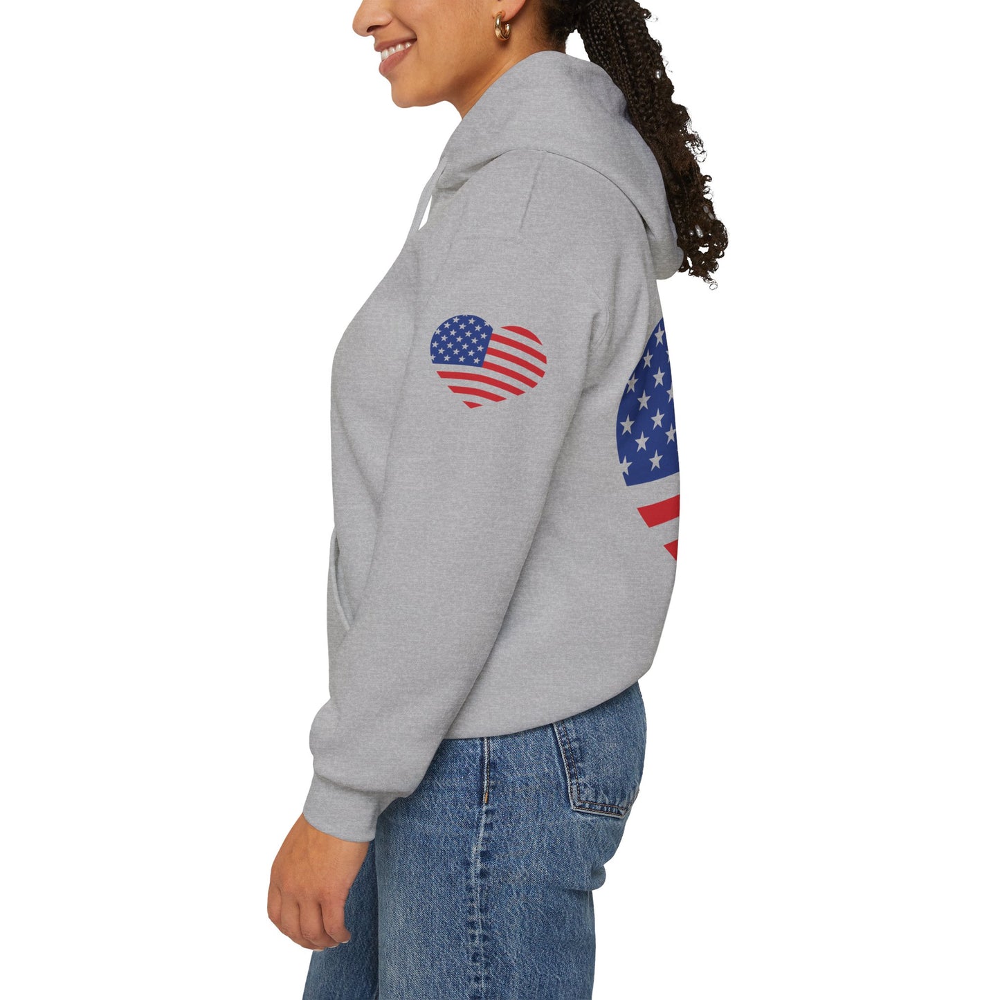 Princess Grace Patriotic Heart Design Unisex Hoodie Perfect for Holidays and Celebrations