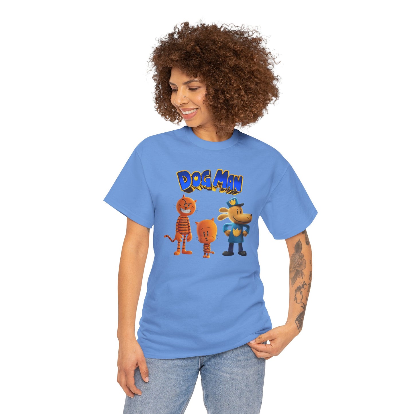 Princess Grace Dog Man Cartoon Unisex Heavy Cotton Tee Fun Graphic Tee for Kids and Fans