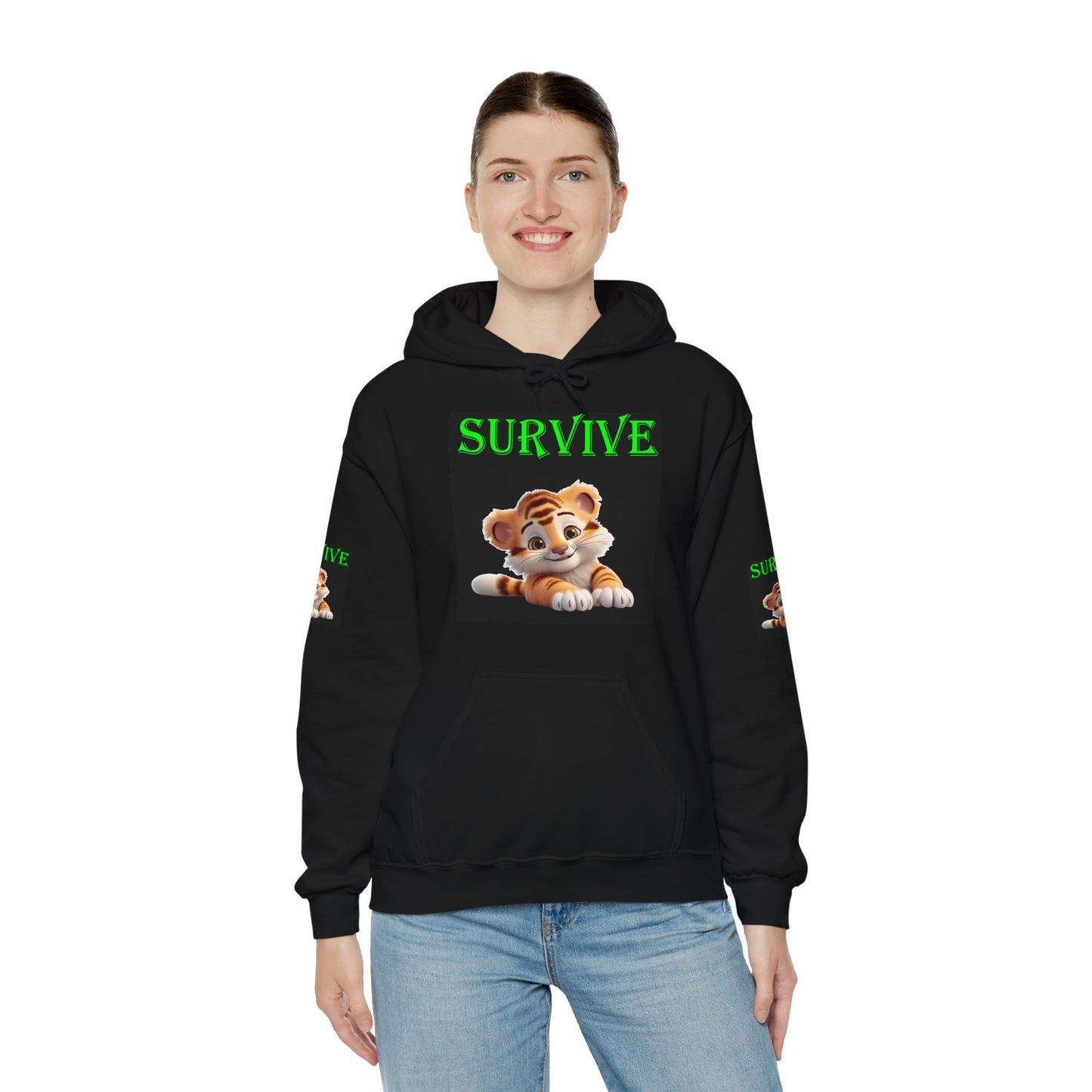 Princess Grace Survive Tiger Unisex Heavy Blend Hoodie Cute Animal Design for Nature Lovers