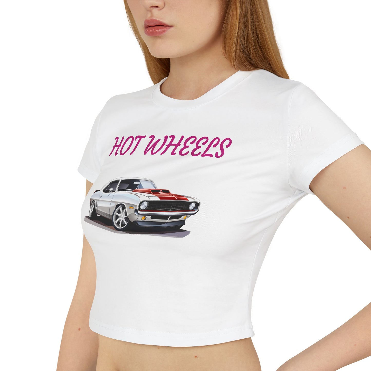 Princess Grace Hot Wheels Women's Baby Tee Vintage Car Graphic Tee for Car Enthusiasts