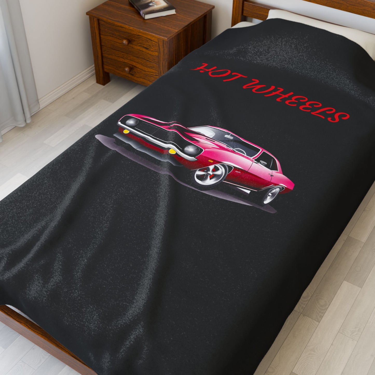 Princess Grace Hot Wheels Velveteen Plush Blanket Cozy Car Themed Throw for Enthusiasts