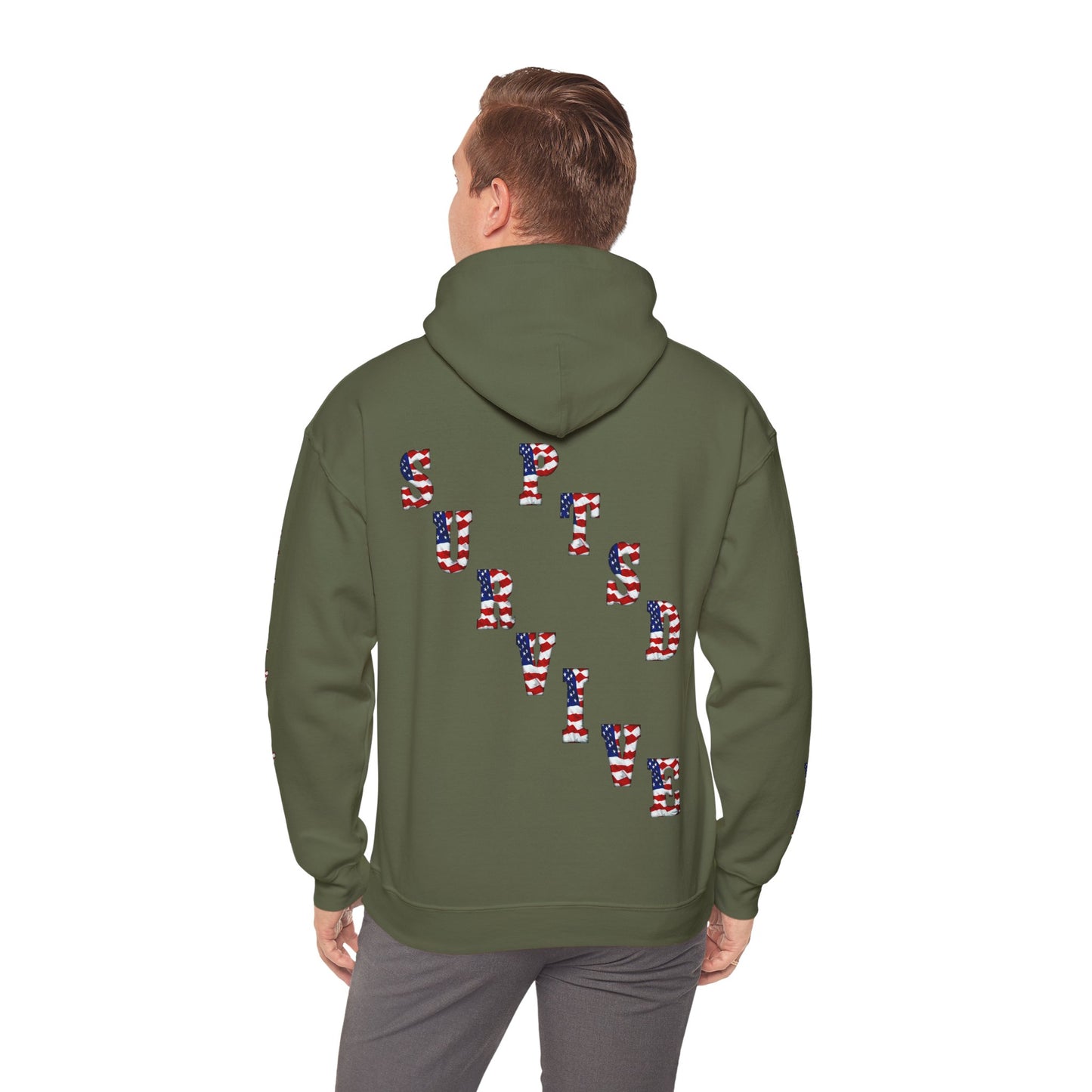 Princess Grace PTSD Awareness Unisex Heavy Blend Hoodie Support Survivors with American Flag Design