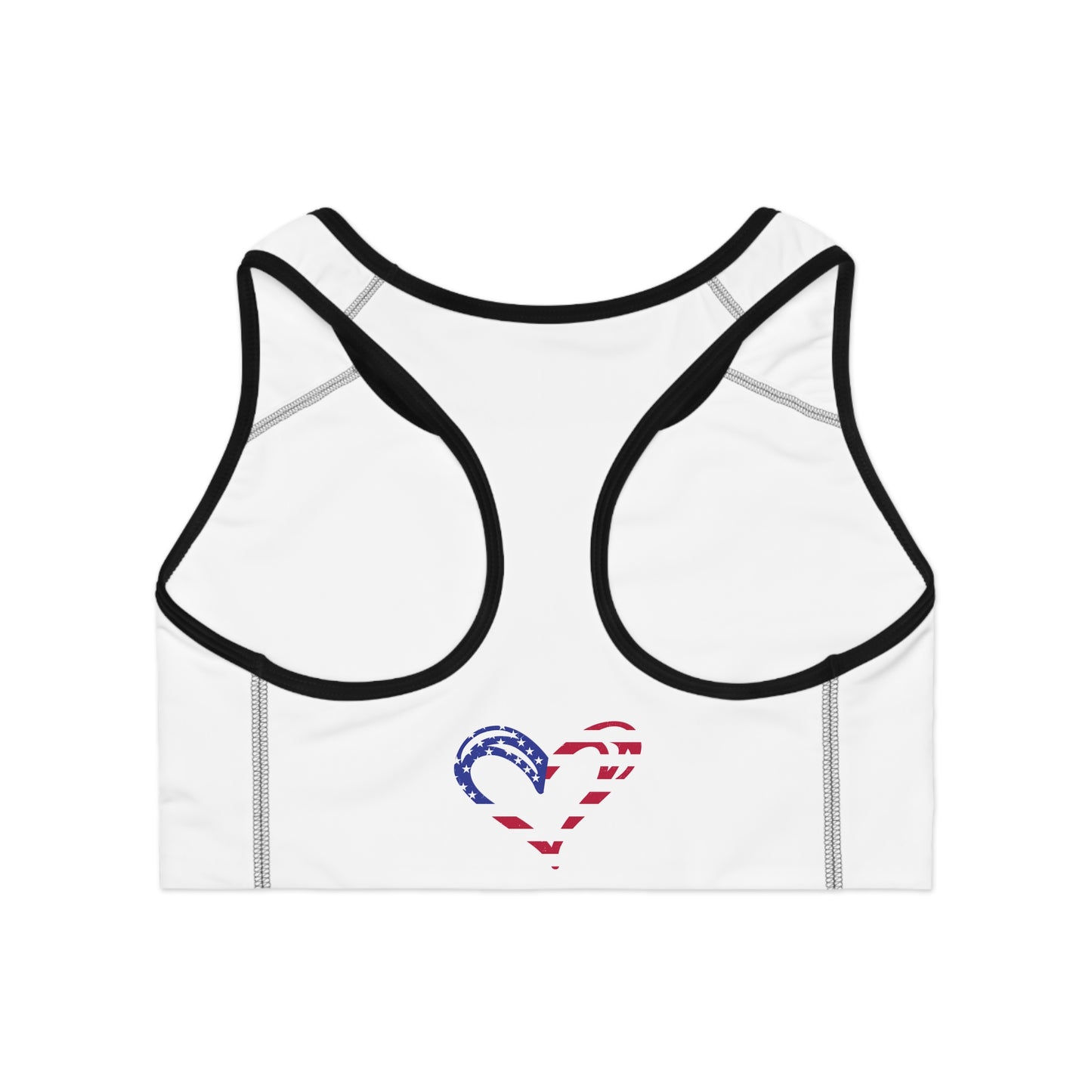 Princess Grace Patriotic Heart Sports Bra for Active Women