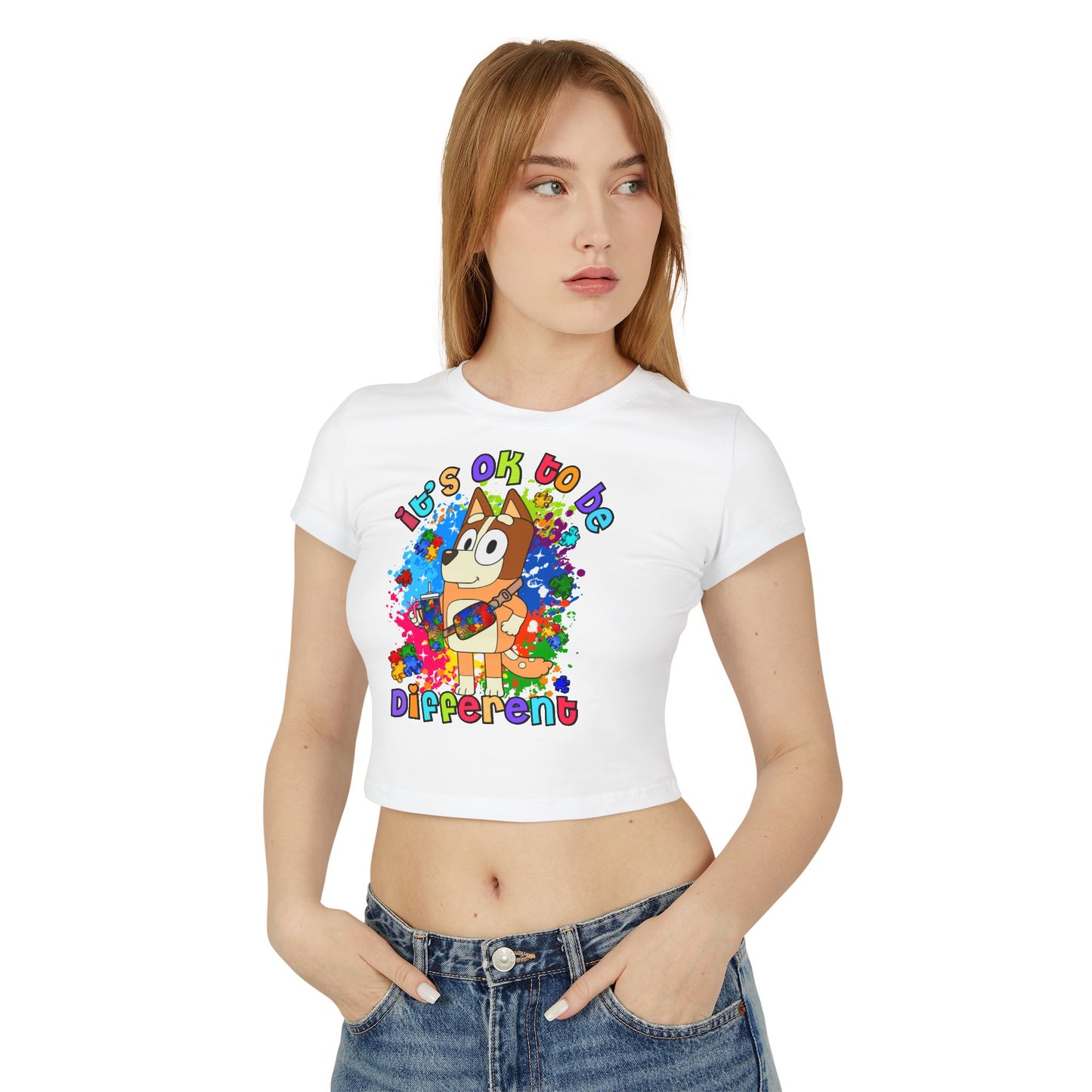 Princess Grace Bluey Colorful Bluey Women's Baby Tee "It's OK to be Different"