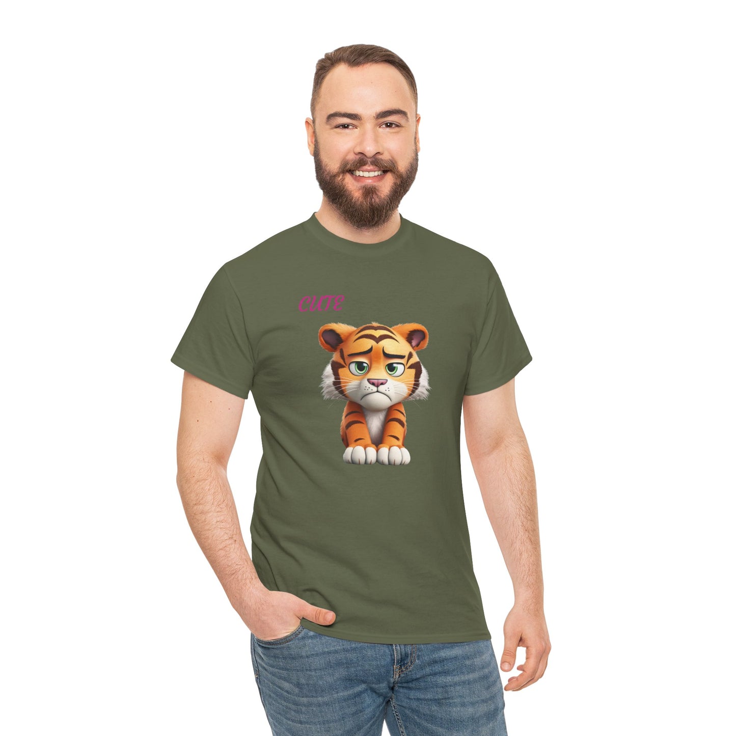 Princess Grace Cute Cartoon Tiger Unisex Heavy Cotton Tee