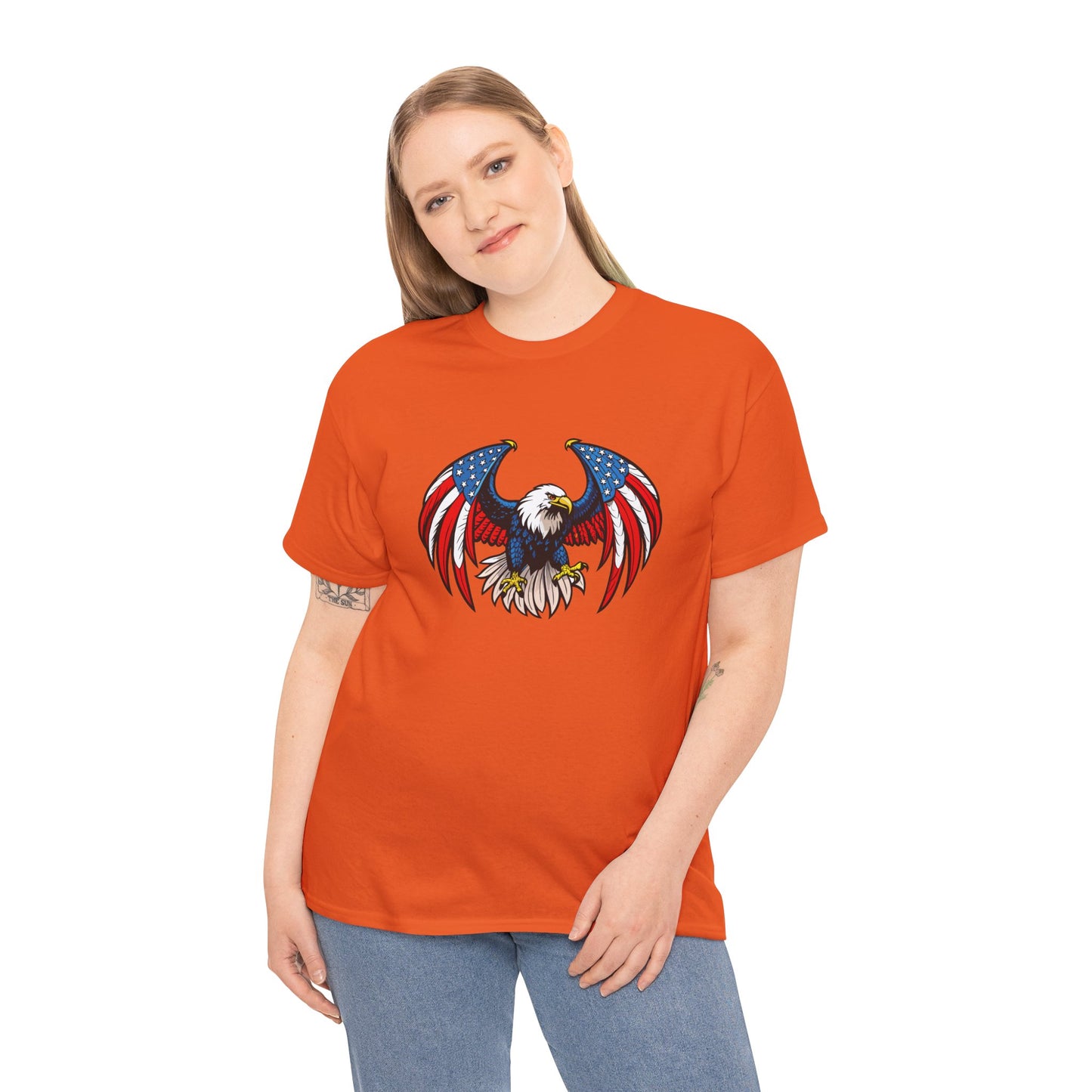 Princess Grace Patriotic Eagle Unisex Heavy Cotton Tee 4th of July Graphic T-Shirt